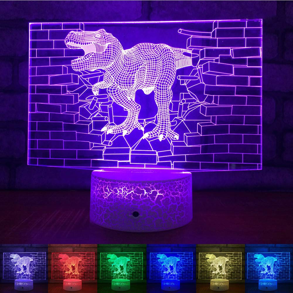 3D Dinosaur Dragon Night Light - LED Touch Switch Table Lamp with 7 Color Changing Modes, Optical Illusion Decor for Kids Room, Birthday Gift, Christmas Home Decor, Desk Lighting for Children's Bedroom & Nursery