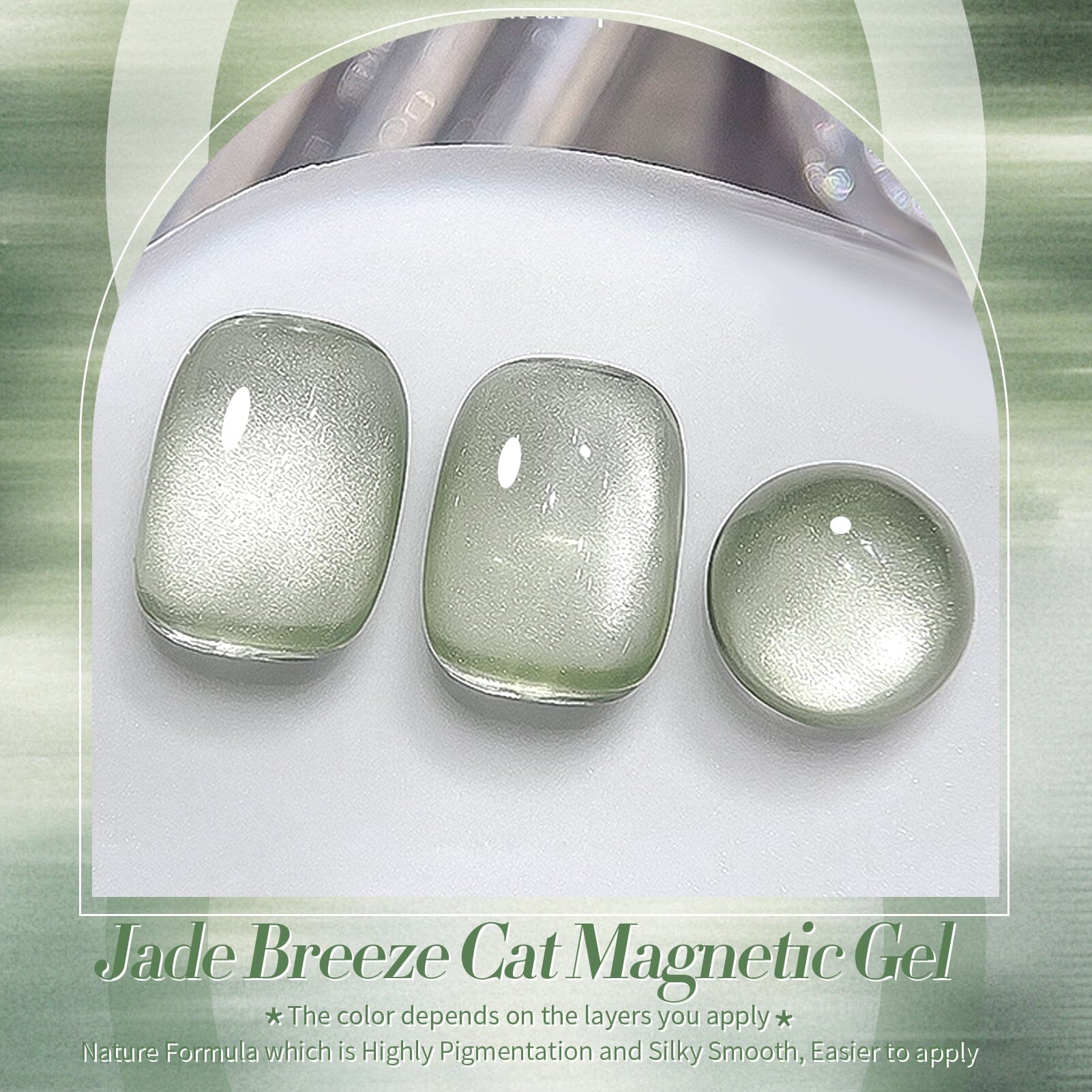 Green Cat Magnetic Gel Polish MY48 Jade Breeze 15ml - Long Lasting Nail Polish for Salon & Home Manicure, Perfect for Parties & Special Occasions