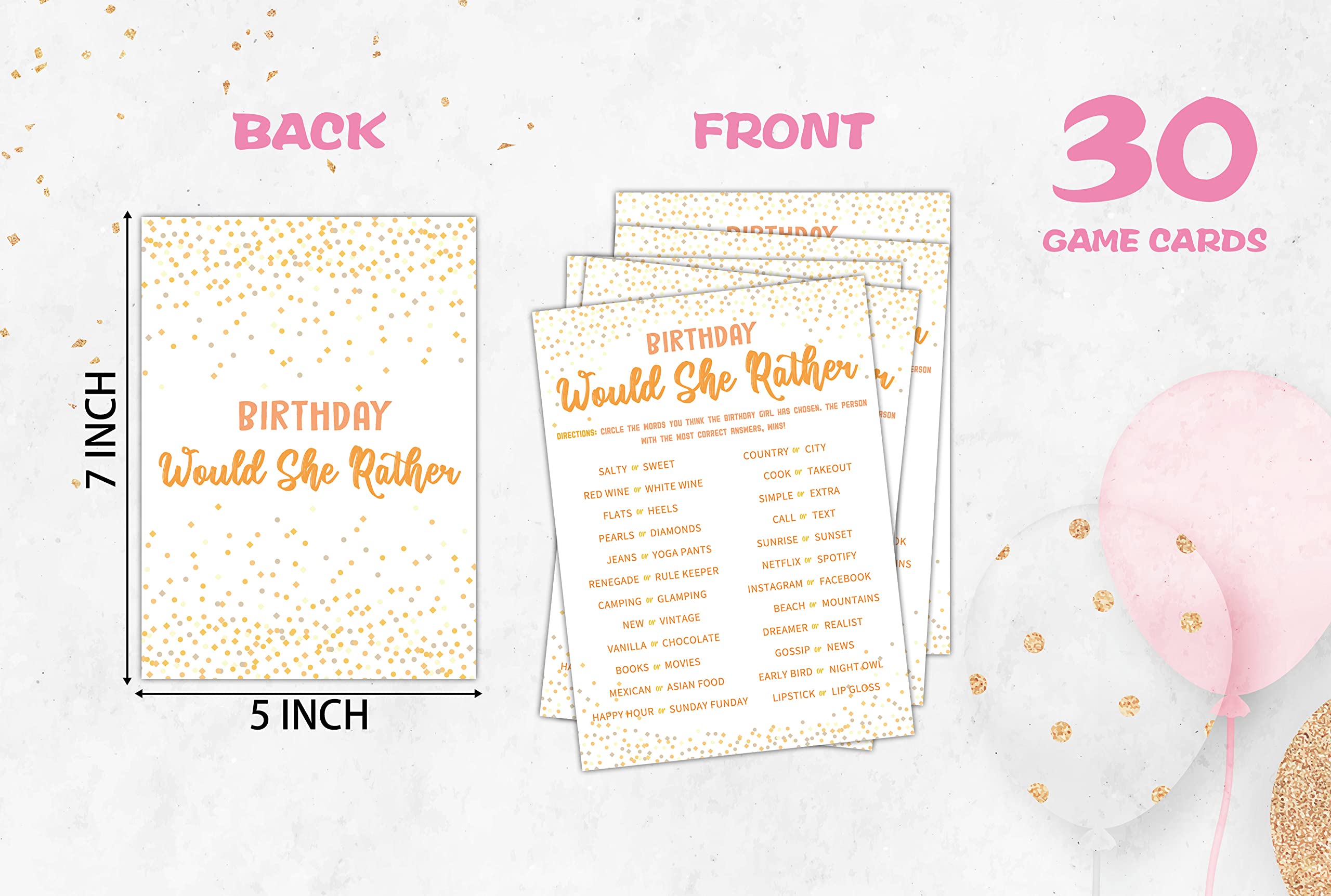 Would She Rather Birthday Game Cards - Fun Party Game for Teens & Kids - 30 Card Set - Perfect for Birthday Parties & Family Gatherings