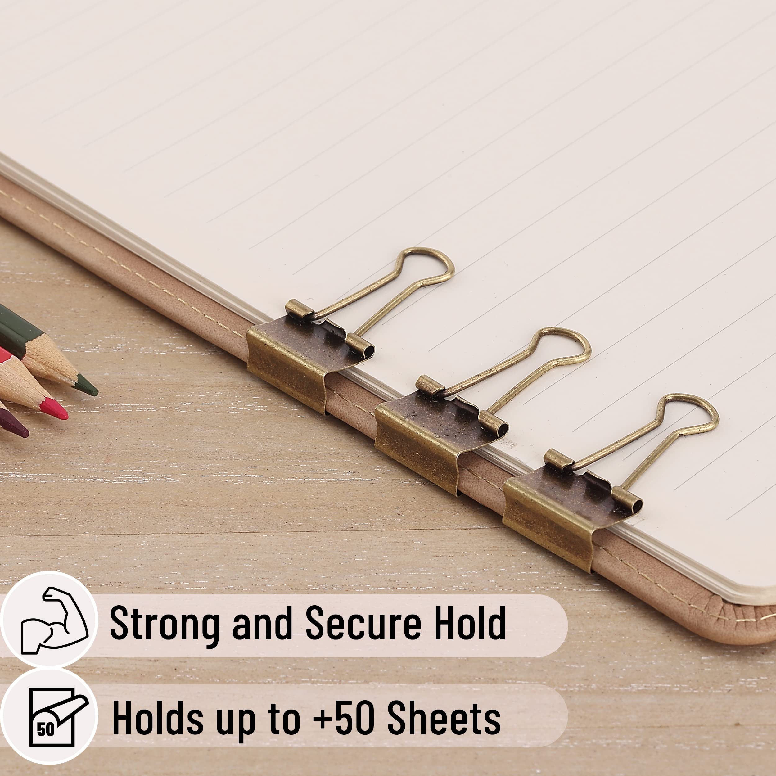 Mr. Pen Small Binder Clips 50-Pack, 0.75 Inch Bronze Mini Paper Clips for Office Documents, School Projects, Crafting & Organizing Papers