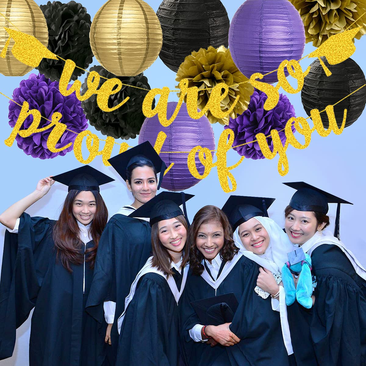 2025 Graduation Party Decorations - Purple Gold Black 