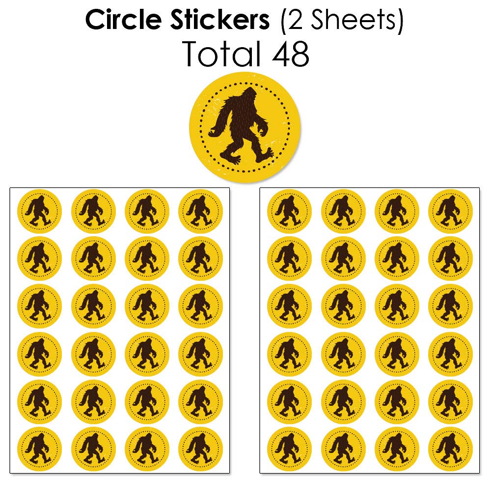 Bigfoot Party Candy Wrappers & Stickers Kit - 304pcs Sasquatch Crossing Candy Bar Wrappers, Round Stickers for Birthday Party Favors - Perfect for Halloween Treats, Baby Showers & Camping Theme Events