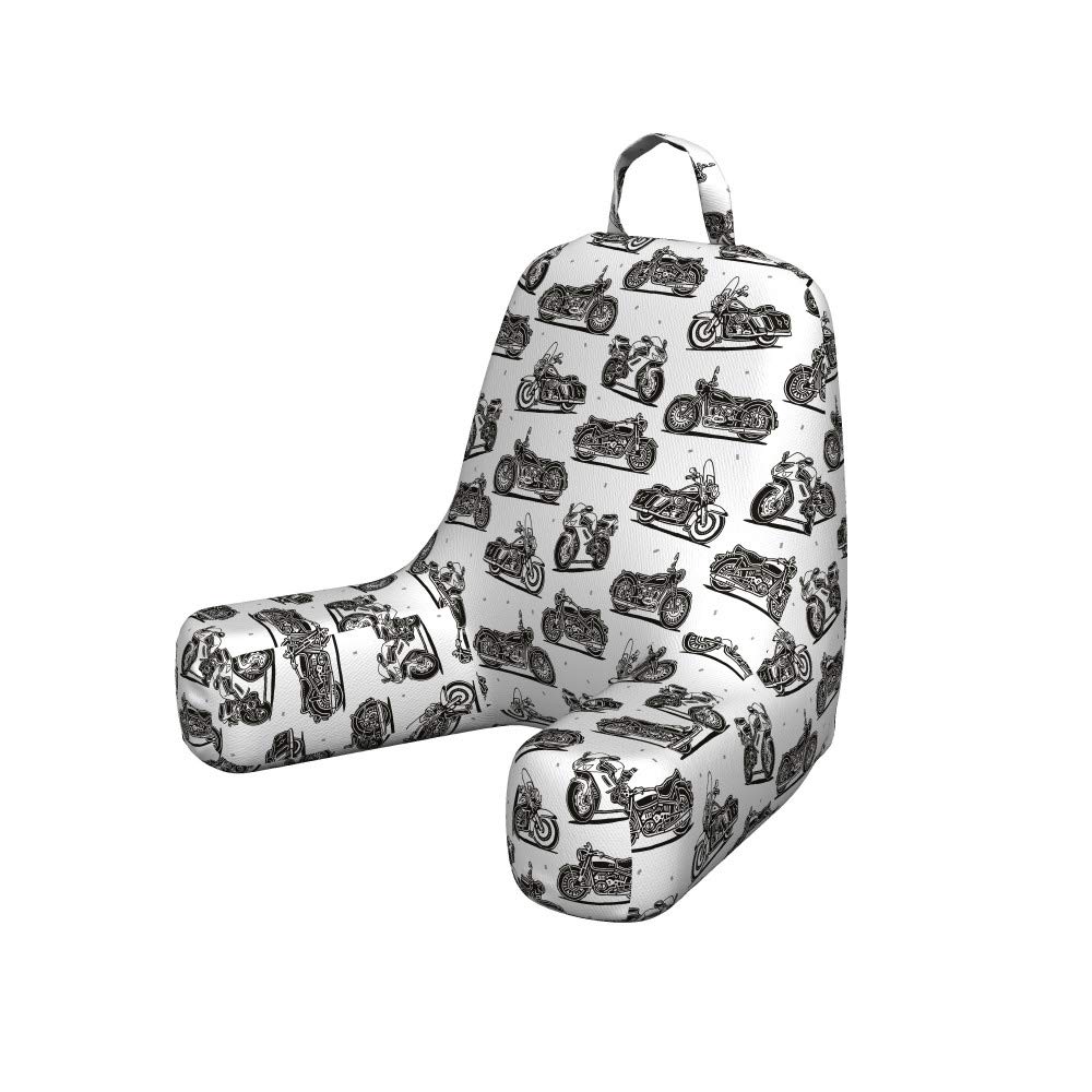 Ambesonne Motorcycle Reading Pillow Cover - Vintage & Modern Bike Design on White Background - Soft Fabric Printed Bed Rest Case (Small, Grey White Black) - Perfect for Reading, Lounging & Motorcycle Enthusiast Gifts