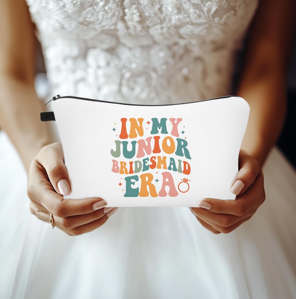 Junior Bridesmaid Makeup Bag - Elegant Cosmetic Pouch for Bachelorette Parties, Bridal Showers & Wedding Gifts | Perfect for Travel, Beauty Essentials & Bridesmaid Gift Sets