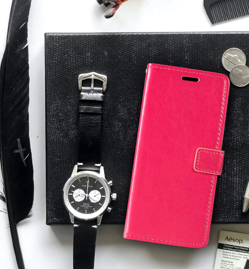 Premium PU Leather Magnetic Flip Wallet Case for Alcatel 1C 2018 5009A - Card Holder & Kickstand | Rose Color | Perfect for Work, Travel & Daily Use