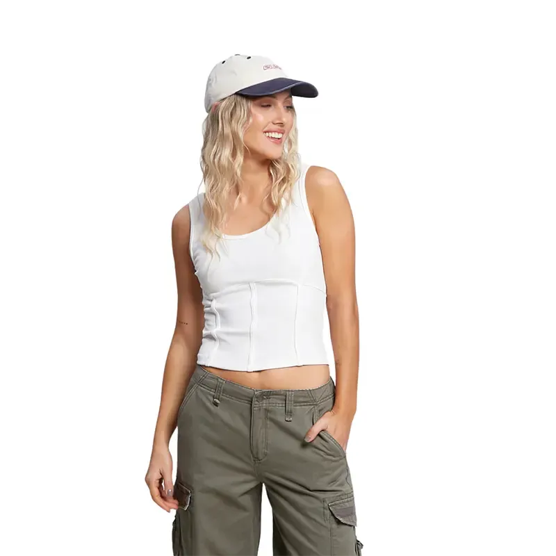 Rusty Dylan Women's Muscle Tank Top - White | Casual Summer Wear, Gym & Beach Outfit