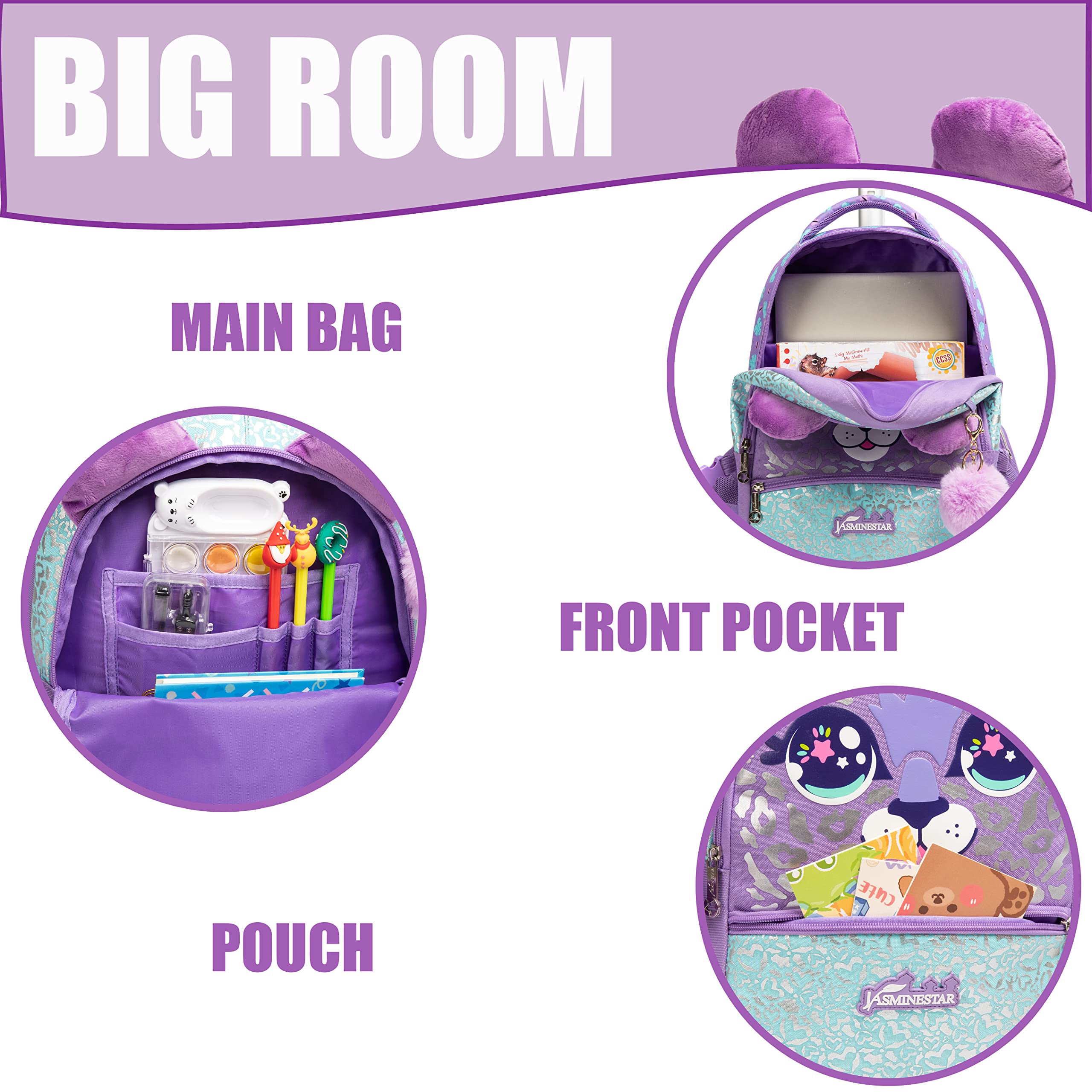Rolling Backpack for Girls & Kids - Wheeled School Backpack with Extendable Handle, Durable Carry-On Luggage for Elementary Students - Perfect for School, Travel & Daily Use