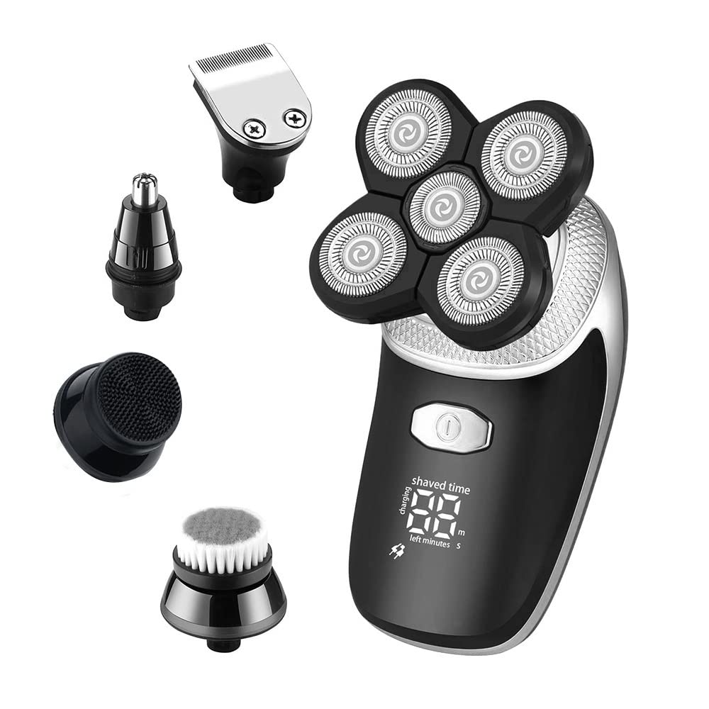 Professional 5-in-1 Electric Razor for Men - Rechargeable Wet/Dry Shaver for Face, Beard, Nose & Hair Trimming | Perfect for Travel, Home & Gym Grooming Kit