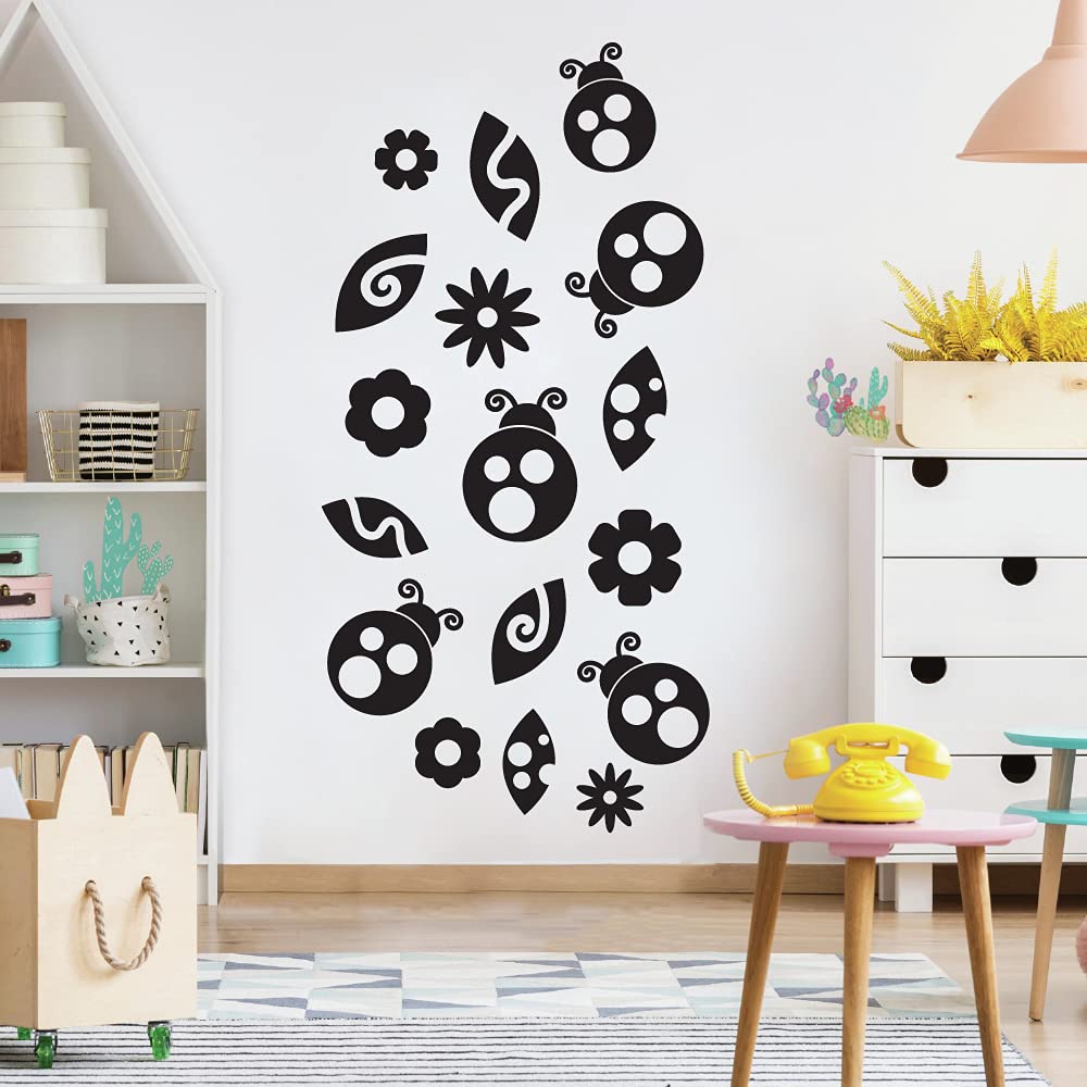 Cute Ladybug Vinyl Wall Stickers - 6x10 Inch Adhesive Decals for Kids Room, Nursery, Playroom & Home Decor - Perfect for Boys, Girls Bedroom & Kindergarten Classroom Decorations