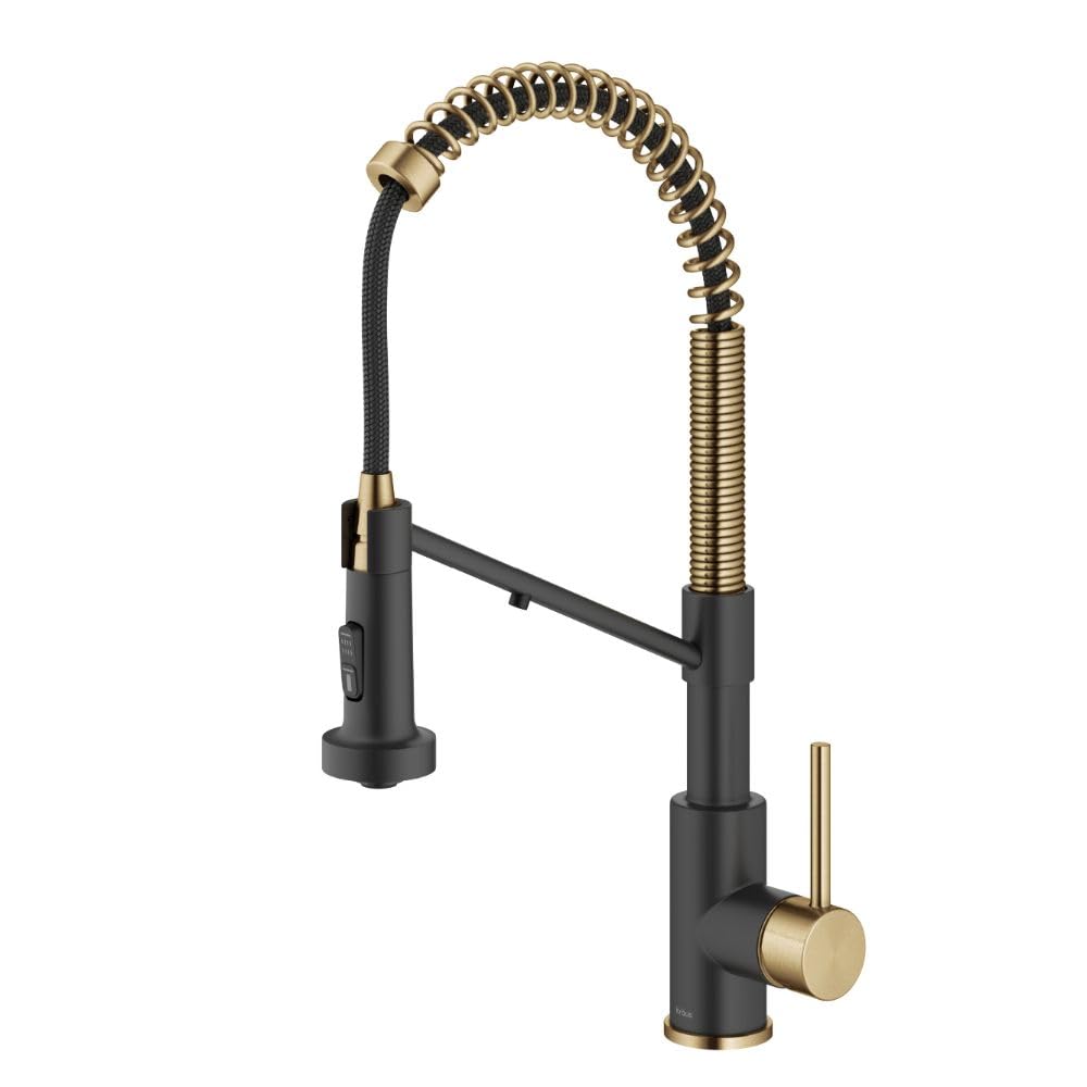 KRAUS Bolden 2-in-1 Commercial Style Pull-Down Single Handle Water Filter Kitchen Faucet for Reverse Osmosis or Water Filtration System in Brushed Brass/Matte Black - Perfect for Modern Kitchens, Restaurants, and Home Bars (KFF-1610BBMB, Pack of 1)