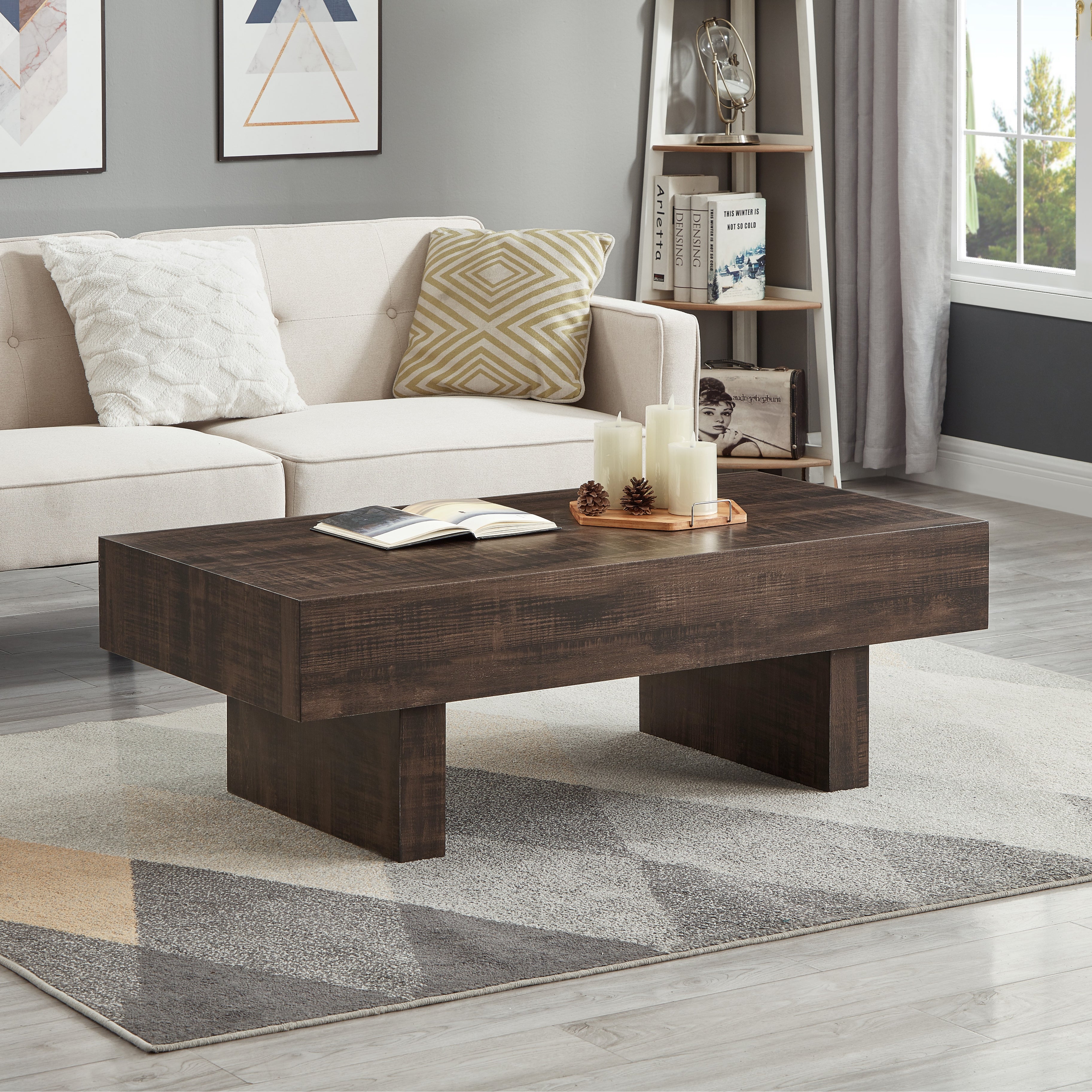 Roundhill Furniture Athens 3-Piece Modern Accent Coffee Table Set with 2 End Tables - Perfect for Living Room, Lounge & Home Decor
