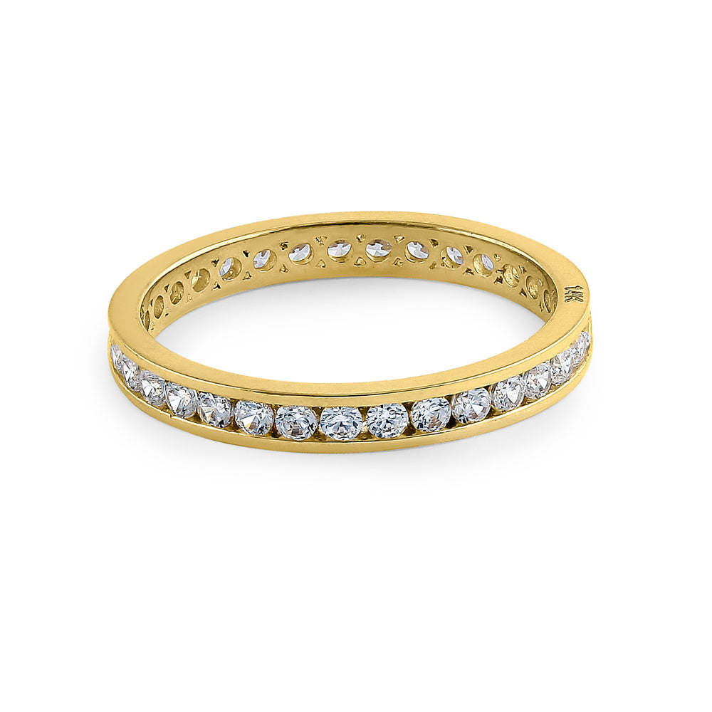 14K Yellow Gold Stackable Eternity Diamond Wedding Band Ring - Perfect for Anniversary Gifts, Bridal Jewelry & Everyday Luxury Wear