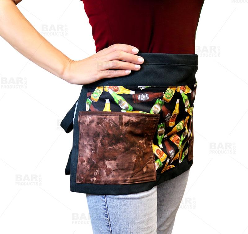 Stylish Beer Pattern Designer Apron with 5 Pockets - Perfect for Home Brewing, BBQ Parties & Kitchen Use
