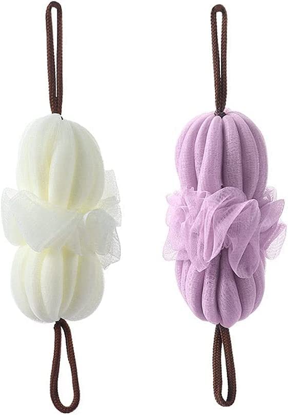 Exfoliating Bath Towel & Loofah Sponge Set - Microabrasion Shower Scrubber for Deep Cleansing - Stretchable Mesh Back Scrubber Ball for Men & Women (2 Pack) - Perfect for Body Exfoliation & Dead Skin Removal in Shower or Bath