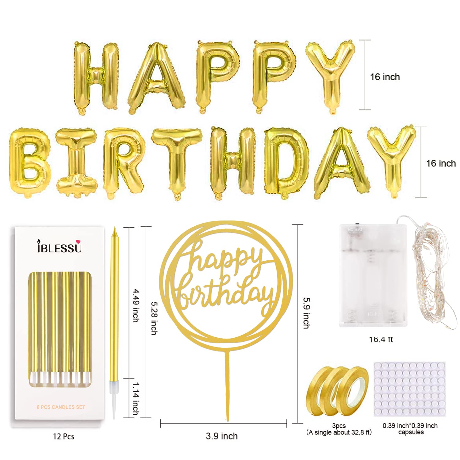 9-Piece Gold Birthday Candles Set - Long Thin Cake Candles with Balloons | Elegant Cake Topper for Birthday & Wedding Decorations | Perfect for Party, Anniversary, and Celebration Cakes