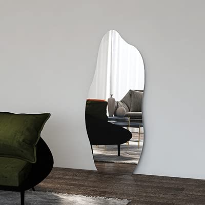 Nordic Style Frameless Full-Length Mirror 120x50cm - Modern Irregular Dressing Mirror for Bedroom, Bathroom & Vanity - Perfect for Makeup, Outfit Checks & Home Decor
