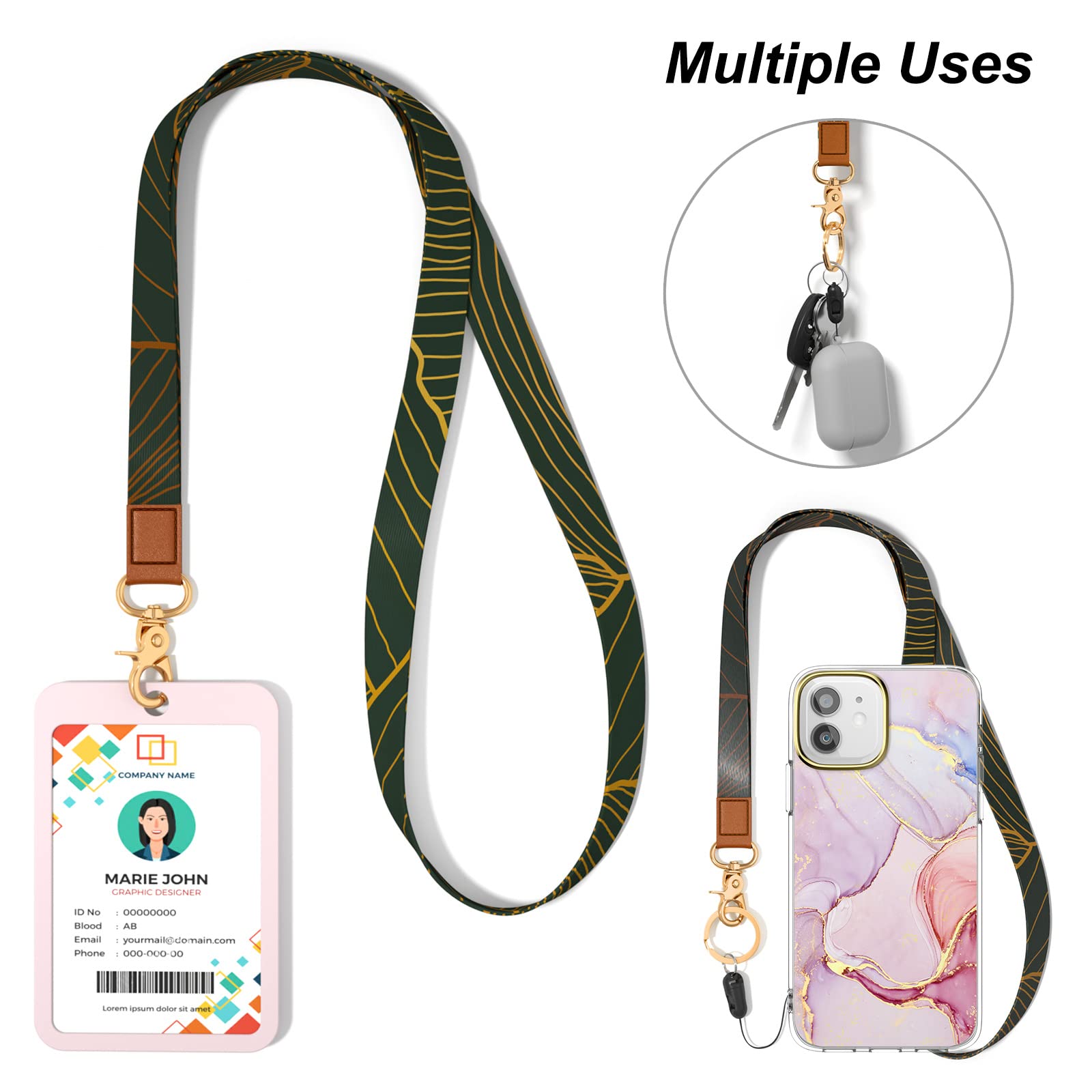 Durable Neck Lanyard Keychain with Adjustable Strap - Universal Key Holder for Men & Women - Perfect for Car Keys, ID Badges, Cards, Wallet, Phone & Camera - Ideal for Office, School, Events & Travel Accessories