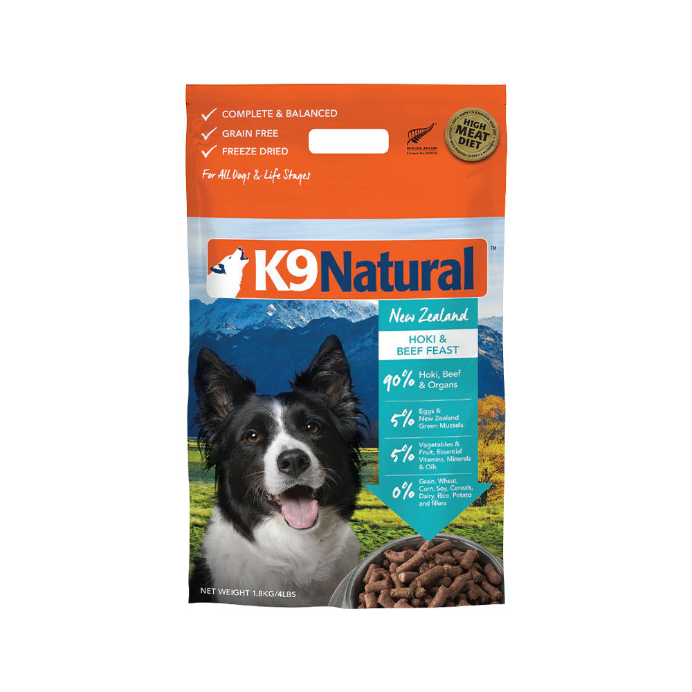 Premium Freeze-Dried Dog Food with Beef & Hoki - All Life Stages Formula for Puppies, Adults & Seniors | High-Protein, Grain-Free Nutrition for Active Dogs, Training Treats & Travel Meals