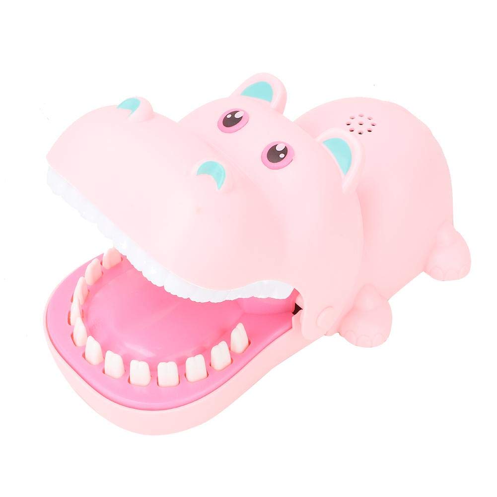 **TopinCN Pink Hippo Dentist Bite Finger Toy - Cartoon Mouth with Teeth Game for Kids, Fun Dental Pretend Play & Party Favor (Great for Role-Playing, Classroom Rewards & Birthday Gifts)**