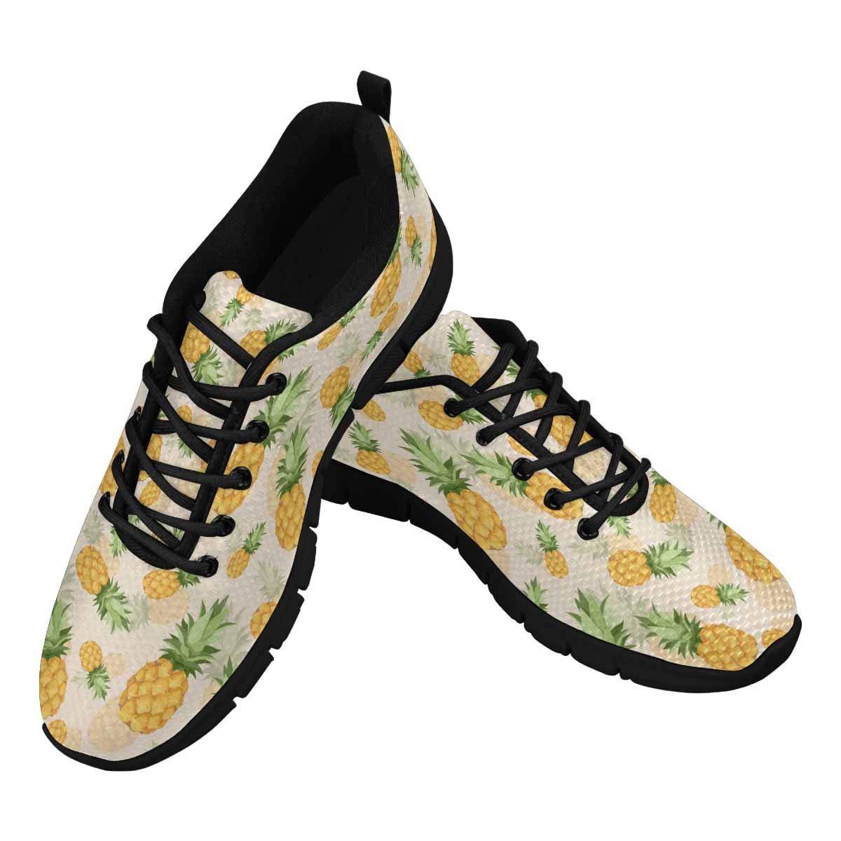 Vintage Pineapple Tropical Women's Walking Shoes - Comfortable Lightweight Sneakers for Work, Casual & Travel | Breathable Summer Shoes for Beach, Vacation & Outdoor Activities