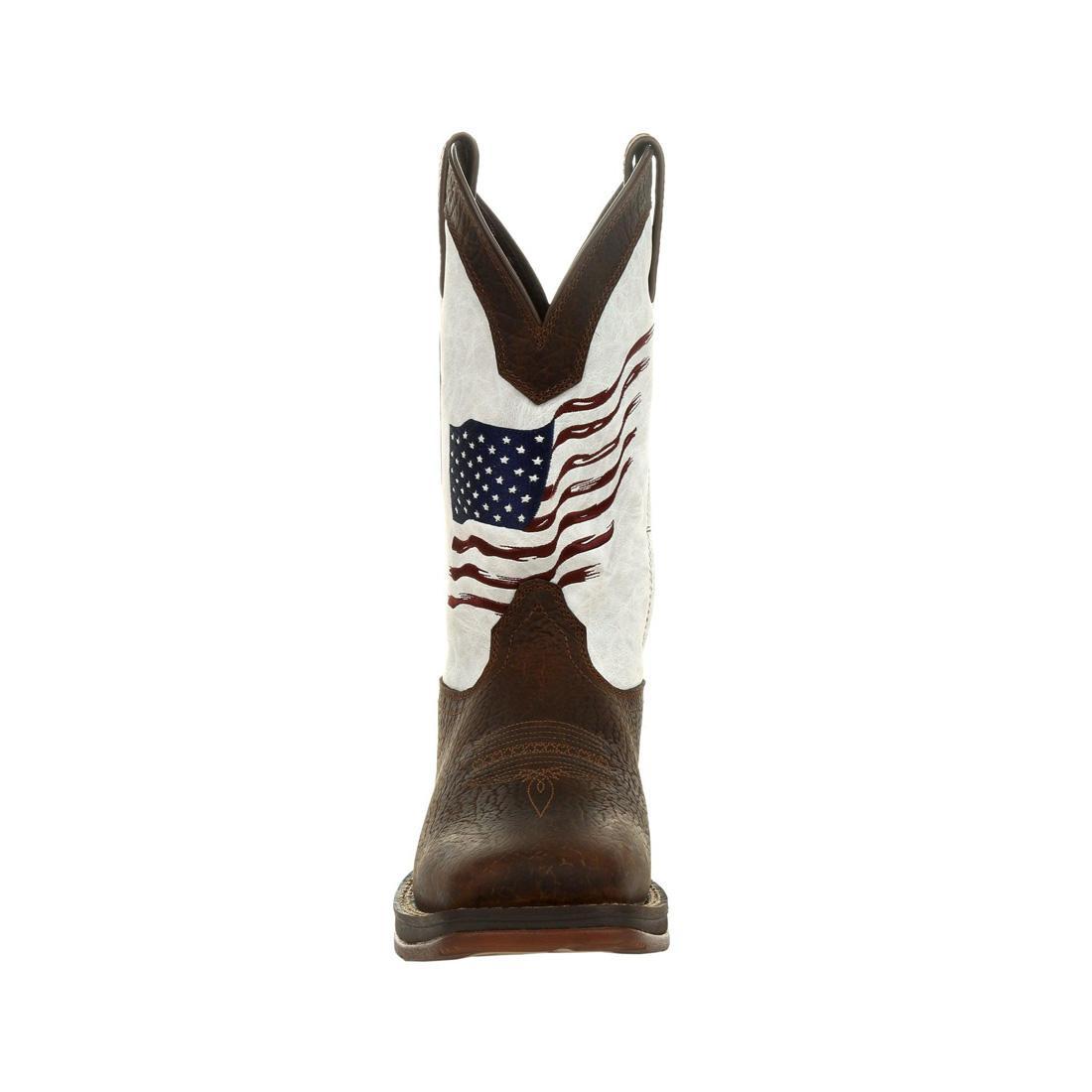 Rebel Distressed Flag Embroidered Western Boots for Women - Vintage Cowgirl Ankle Boots with Patriotic American Flag Design - Perfect for Country Music Festivals, Rodeos, and Western Fashion