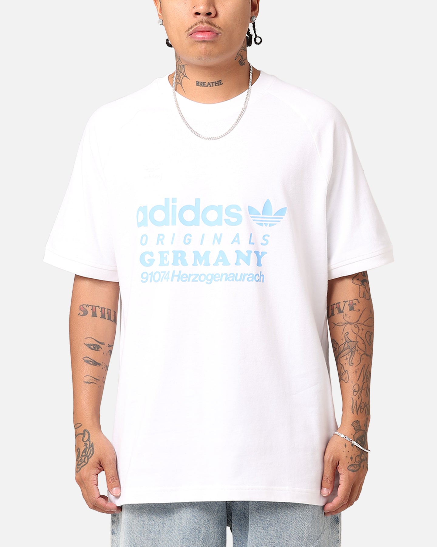 Adidas Retro Graphic T-Shirt for Men - White Vintage Cotton Tee with Classic Logo | Casual Streetwear & Gym Wear