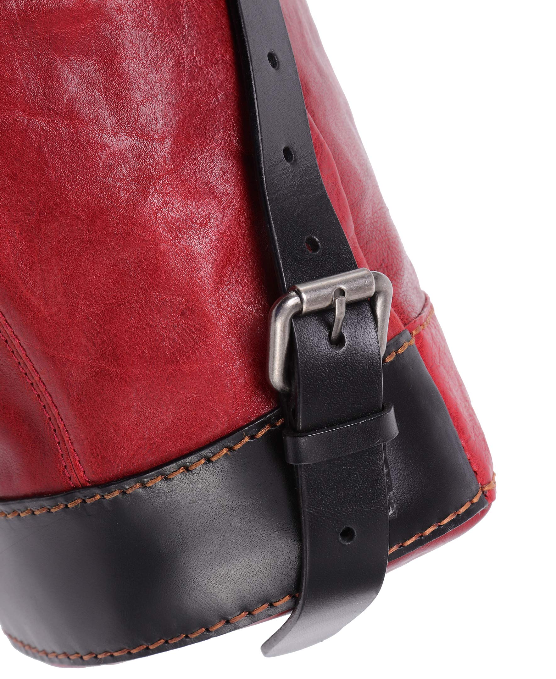 **Genuine Leather Stars Align Bucket Backpack for Women - Stylish Rose & Black Crossbody Bag - Perfect for Travel, Work, and Everyday Use**