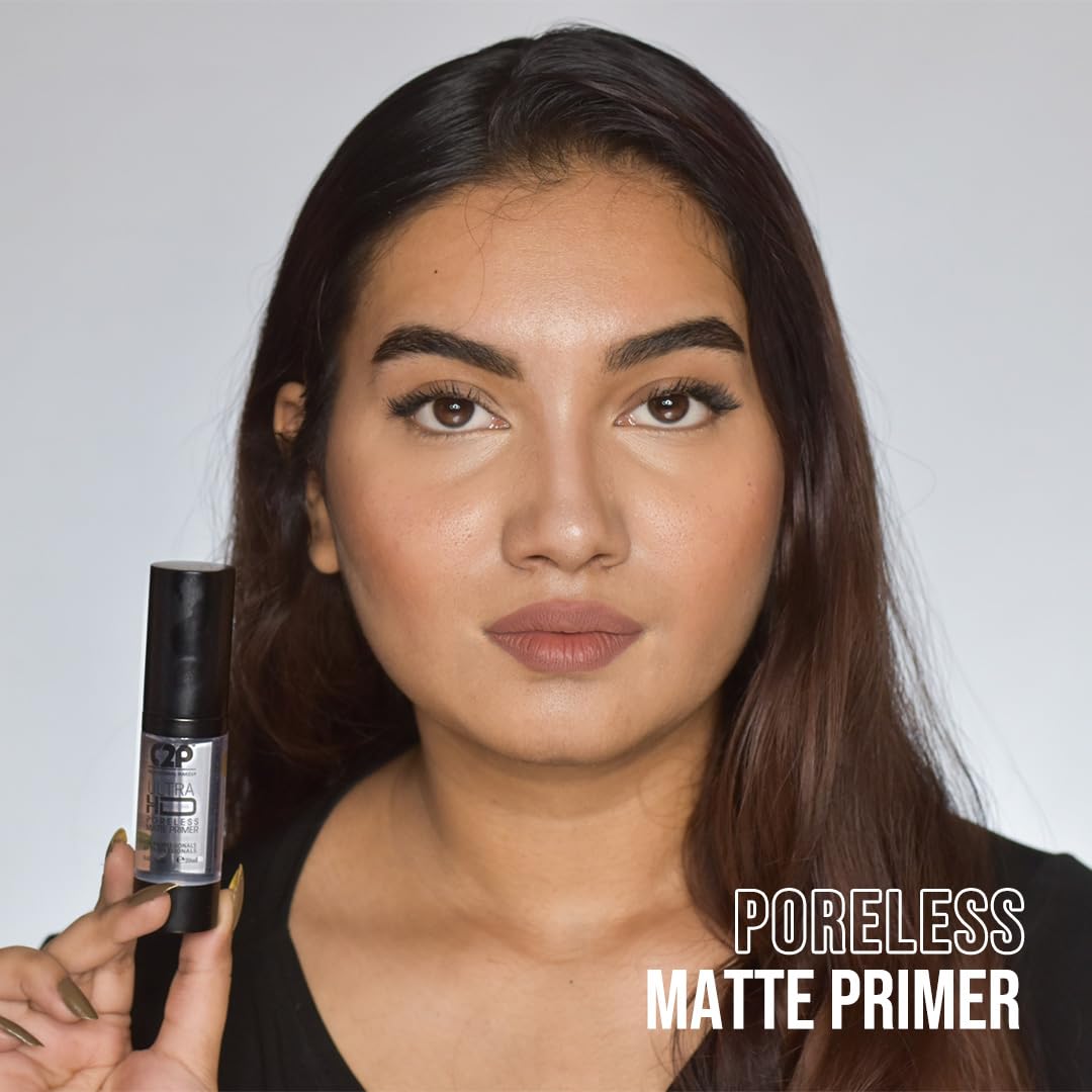 C2P Pro Ultra HD Poreless Matte Primer - Oil Absorbing & Hydrating Face Primer for Flawless Smooth Skin | Transparent Makeup Base (20ml) | Perfect for Daily Wear, Photo Shoots & Special Occasions