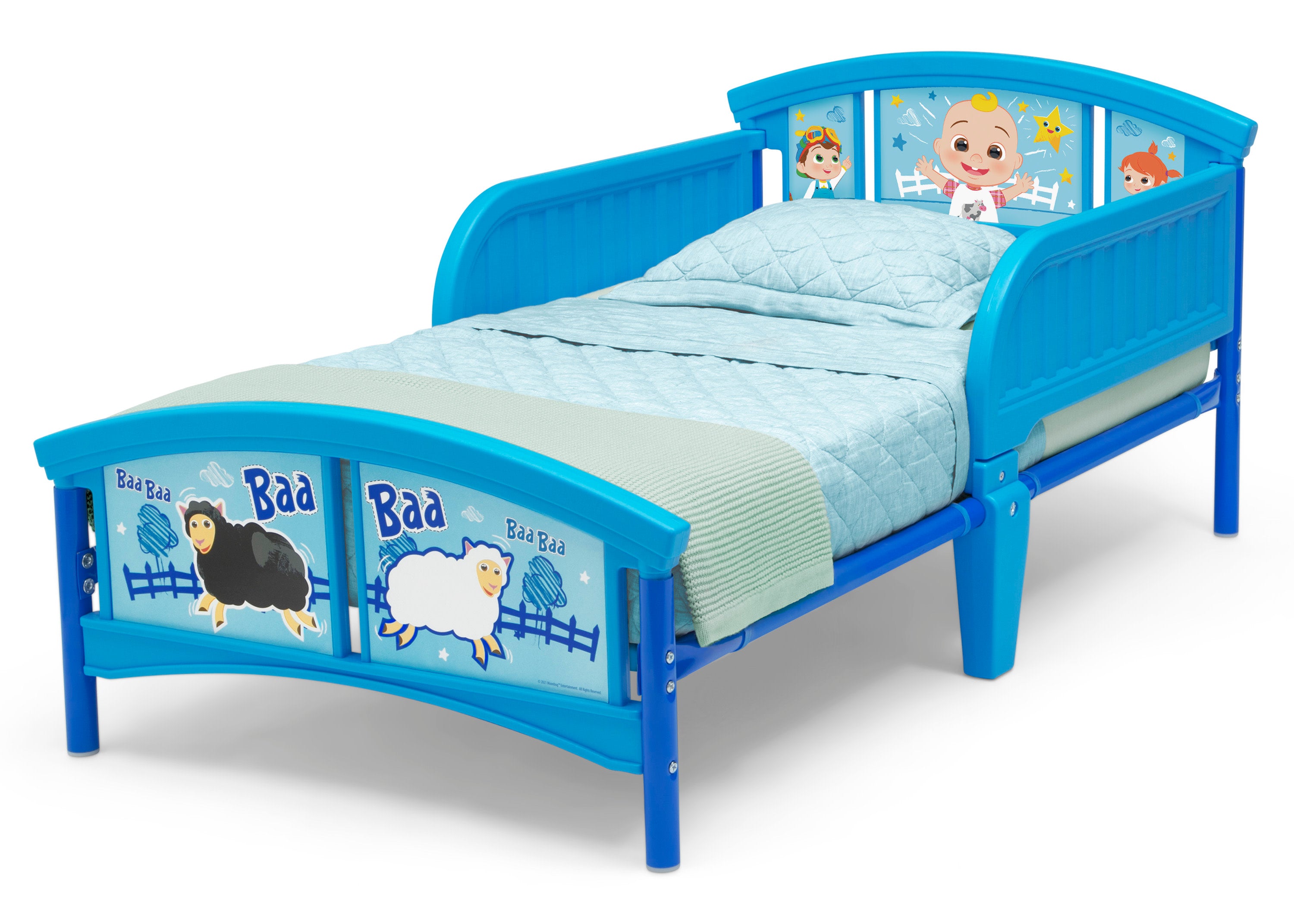 CoComelon Toddler Plastic Bed for Kids - JJ's Fun & Safe Nursery Bed for Boys & Girls - Perfect for Daytime Naps & Bedtime Sleeping
