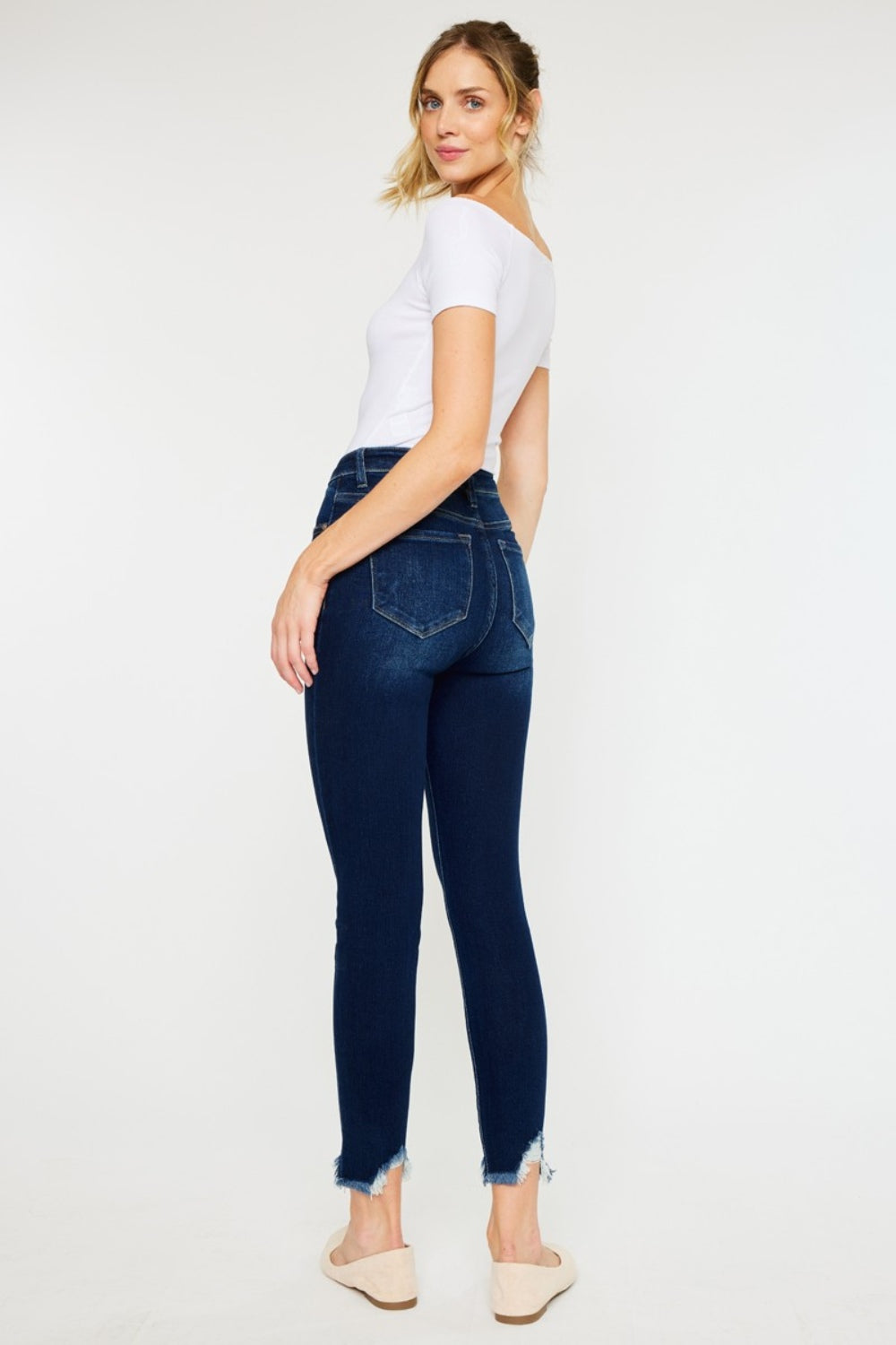 Kancan Women's High Rise Skinny Jeans - Distressed Ankle Frayed Denim Pants for Casual Outfits & Streetwear Fashion