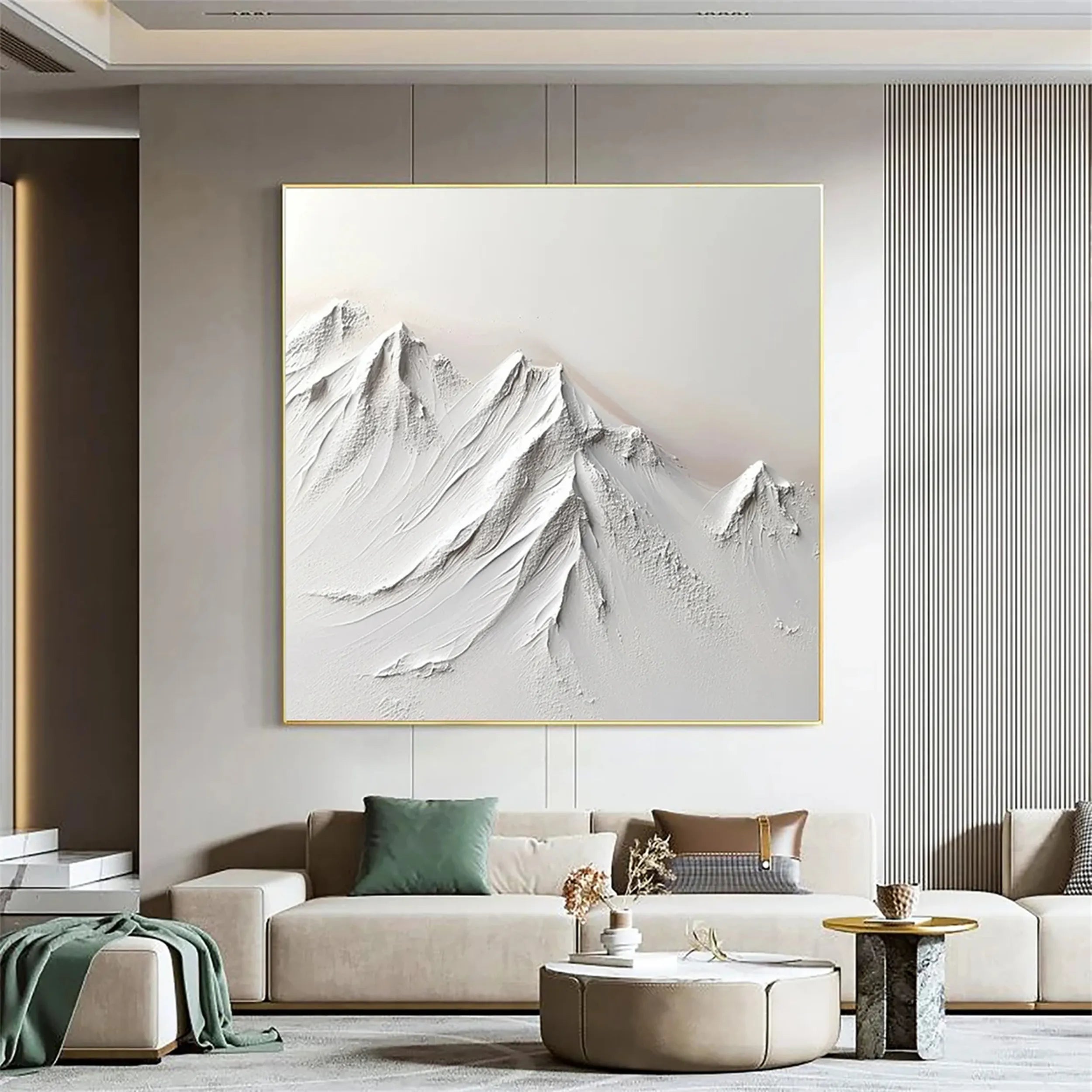 White Minimalist Textured Painting Canvas #MM237 - Abstract Wall Art for Modern Home & Office Decor