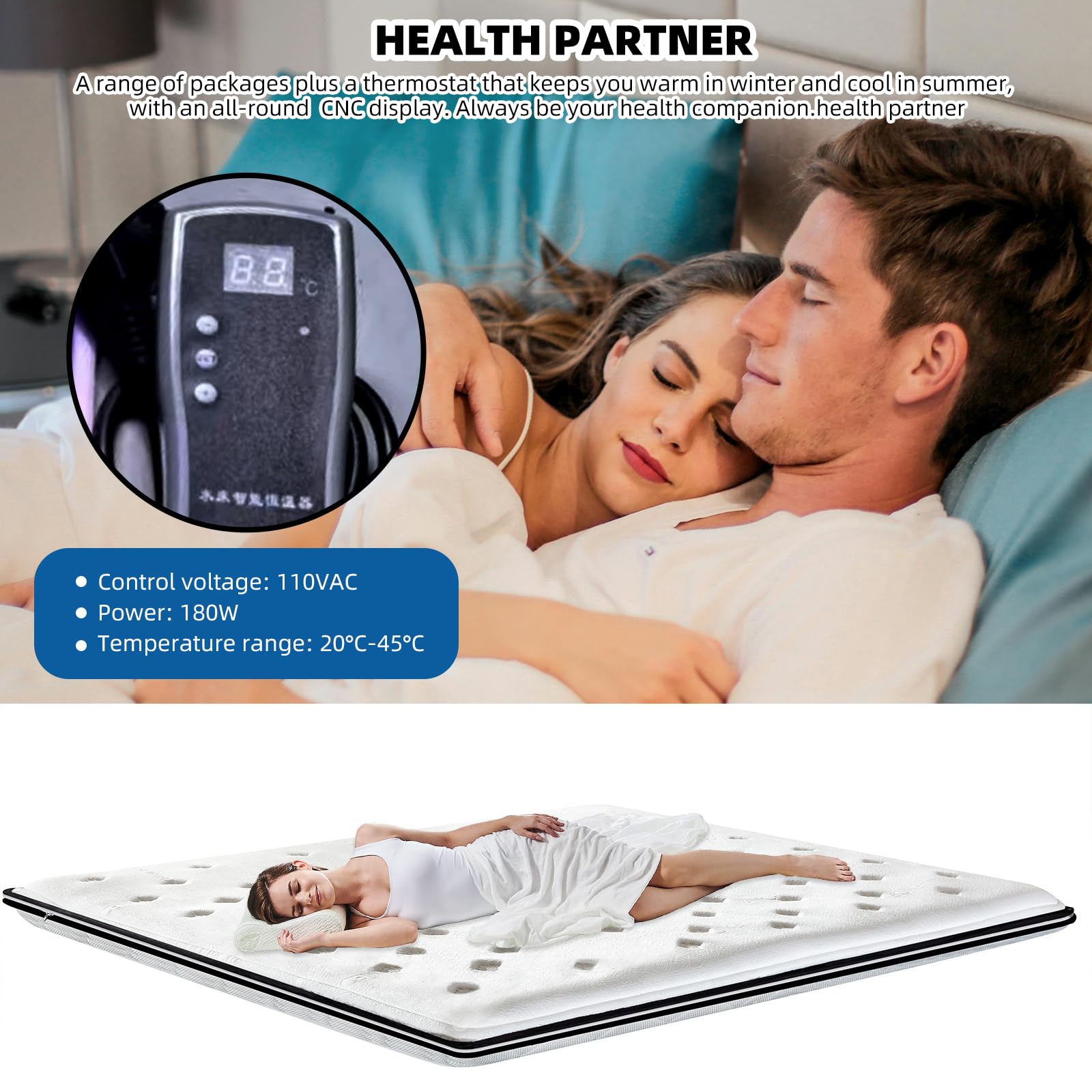 **Free Flow Full Wave Medium Water Bed - Square Purple Durable PVC Foldable Water Bed Set with Smart Thermostat, No Frame Needed Softside Water Bed for Adults & Elderly (Twin) - Perfect for Home, Guest Room, or Elderly Care Comfort**