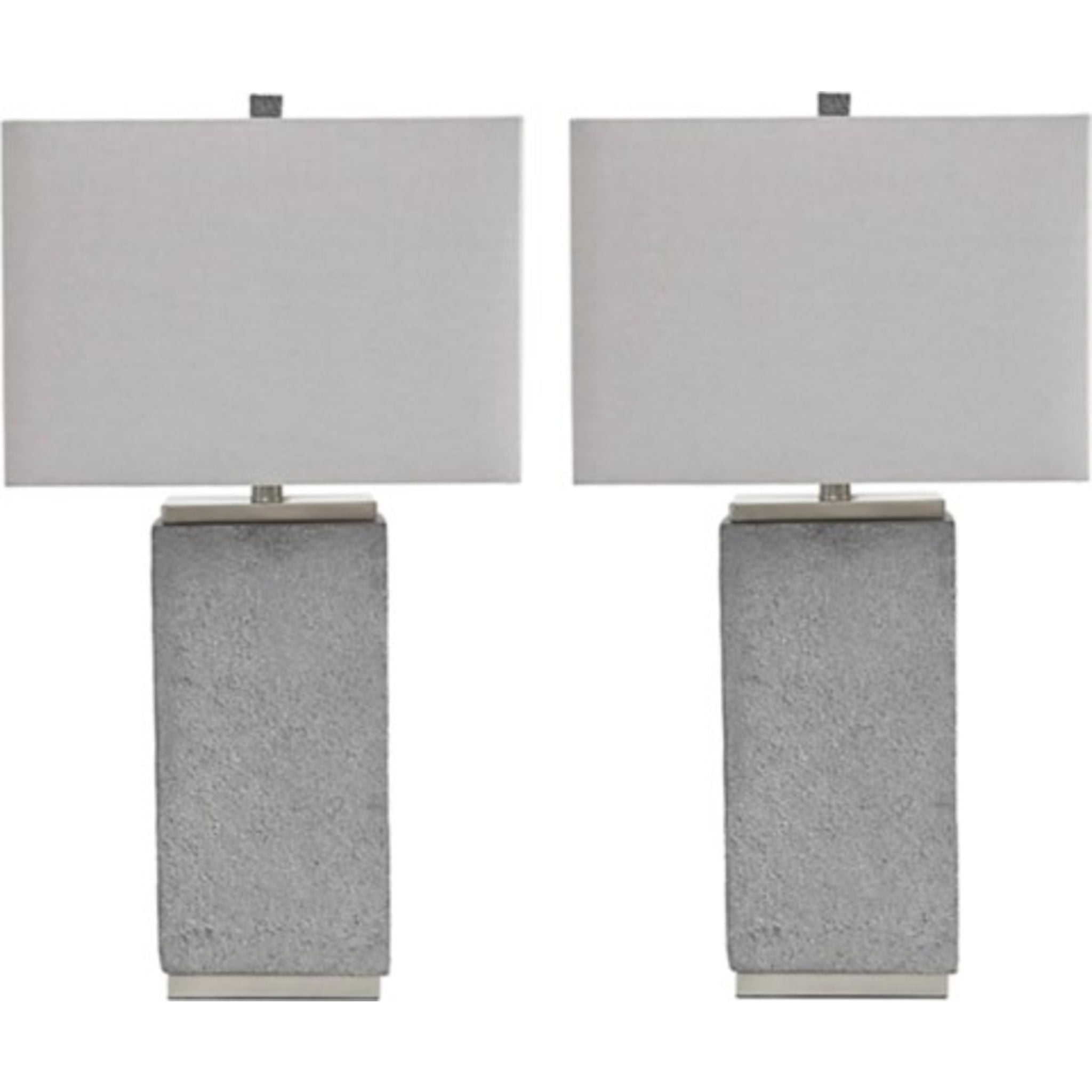 Amergin Table Lamp Pair - Set of 2 Modern Gray Bedside Lamps, 28