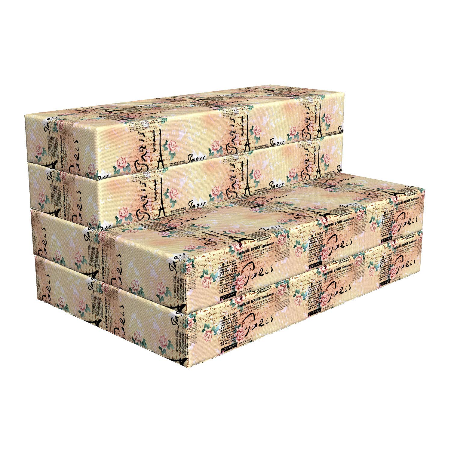 Ambesonne Foldable Mattress - Pale Pink with French Lettering, 74.8