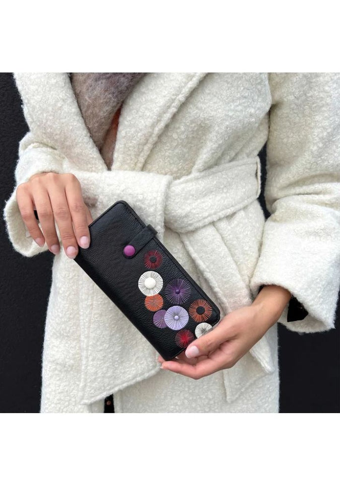 Espe Floret Long Wallet for Women - Slim RFID Blocking Leather Bifold Wallet with Multiple Card Slots - Perfect for Travel, Shopping, and Everyday Use