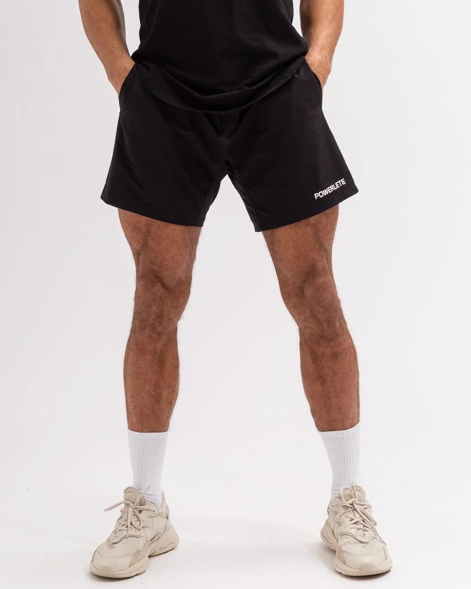 Powerlete Evolve Men's Workout Shorts - Breathable Gym Shorts for Running, Training & Fitness - Lightweight & Quick-Dry Activewear for Men (Black)