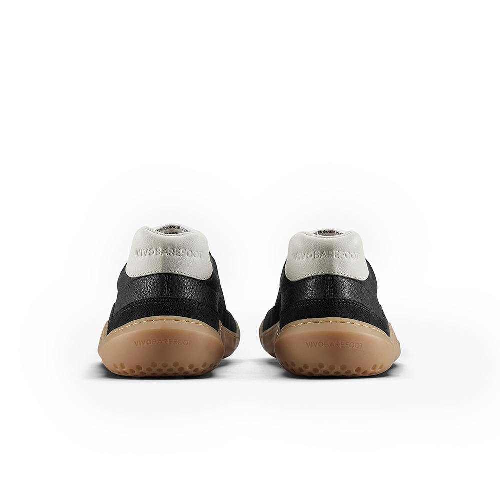 Vivobarefoot Gobi II Women's Premium Leather Sneakers - Raven Black - Minimalist Barefoot Shoes for Walking, Running & Everyday Comfort