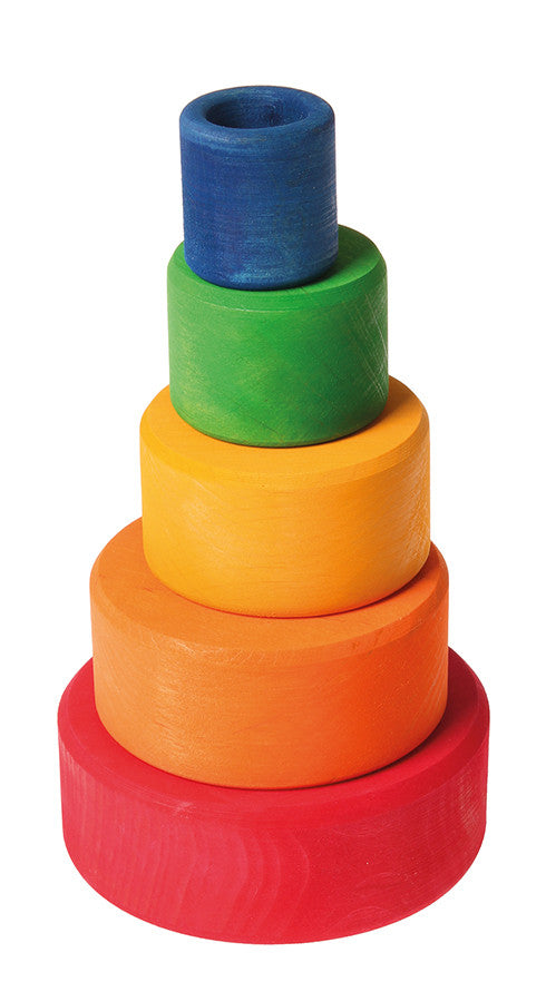 Grimm's Wooden Rainbow Nesting Bowls Set - Montessori Sensory Toys for Kids - Stacking & Sorting Learning Toys for Toddlers - Perfect for Playrooms, Daycares & Homeschooling Activities