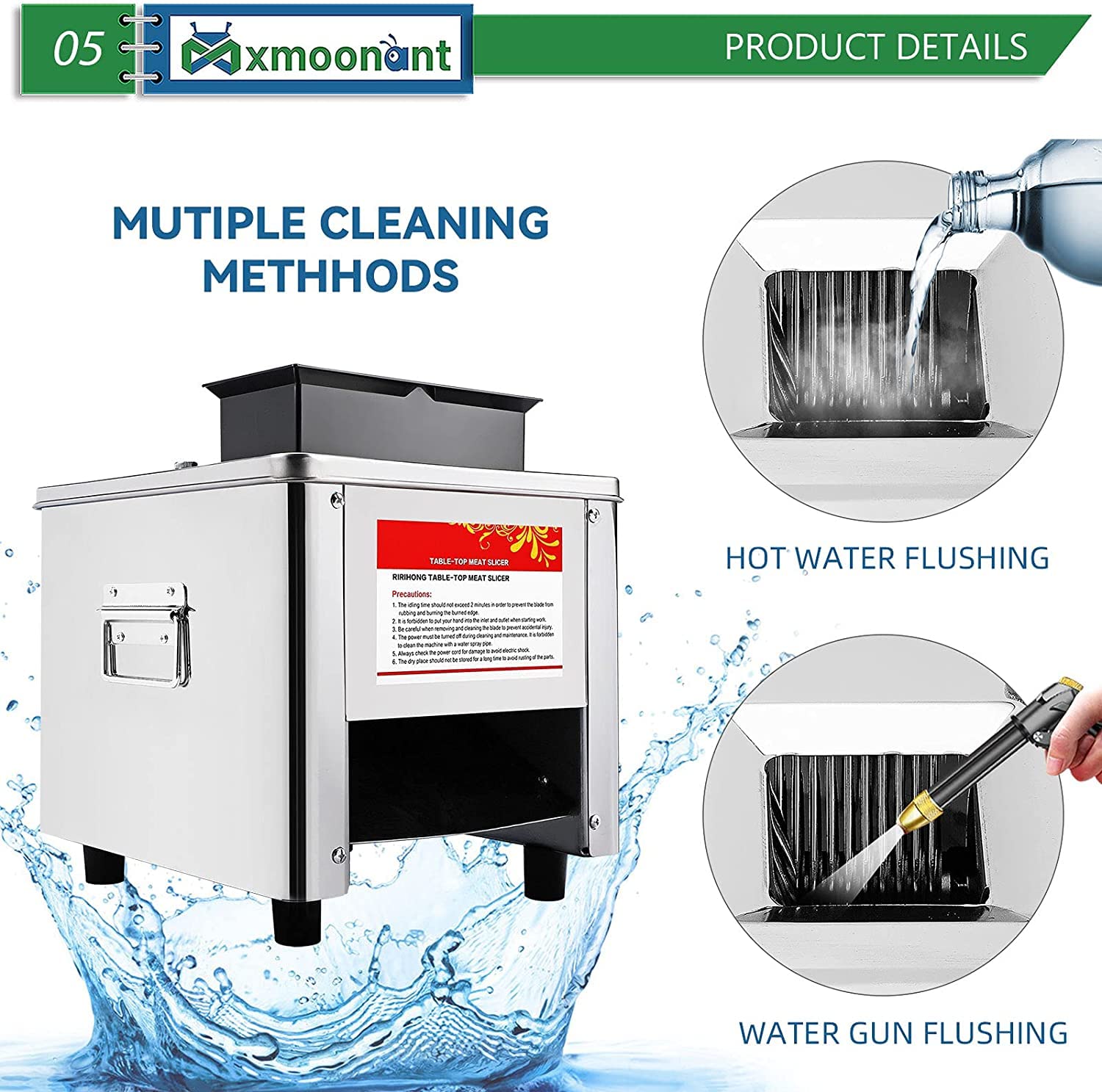 MXMOONANT 850W Electric Meat Cutter Machine - 3.5mm & 10mm Stainless Steel Blade, 330lb/h Capacity for Chicken, Beef, Fish & Vegetables - Perfect for Restaurants, Butcher Shops & Home Kitchen Use