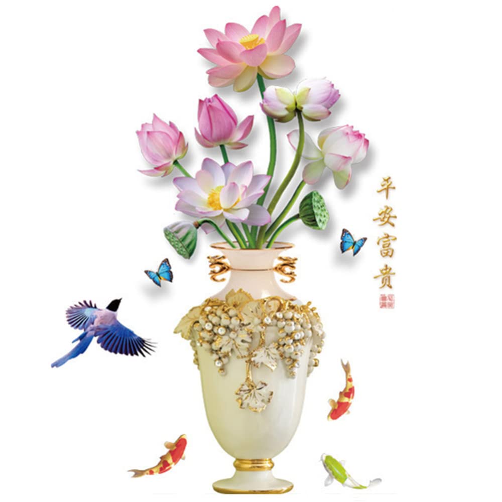 Gigicloud 3D Embossed Flower Vase Wall Stickers - Self-Adhesive Waterproof PVC Wall Decals, Removable Wallpaper for Bedroom Decor, Aesthetic Wall Art Poster - Perfect for Home, Office & Nursery Background Decoration