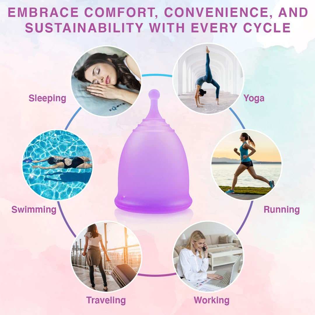 **Reusable Menstrual Cup & Disc Kit (Large) – Soft Medical-Grade Silicone for Comfort | Easy Pull-Tab Removal | 12-Hour Leak-Free Protection | Heavy Flow Pad & Tampon Alternative | Includes Sterilizer & Travel Case | pH-Balanced & Eco-Friendly | Perfect for Active Lifestyles, Travel & Overnight Use**