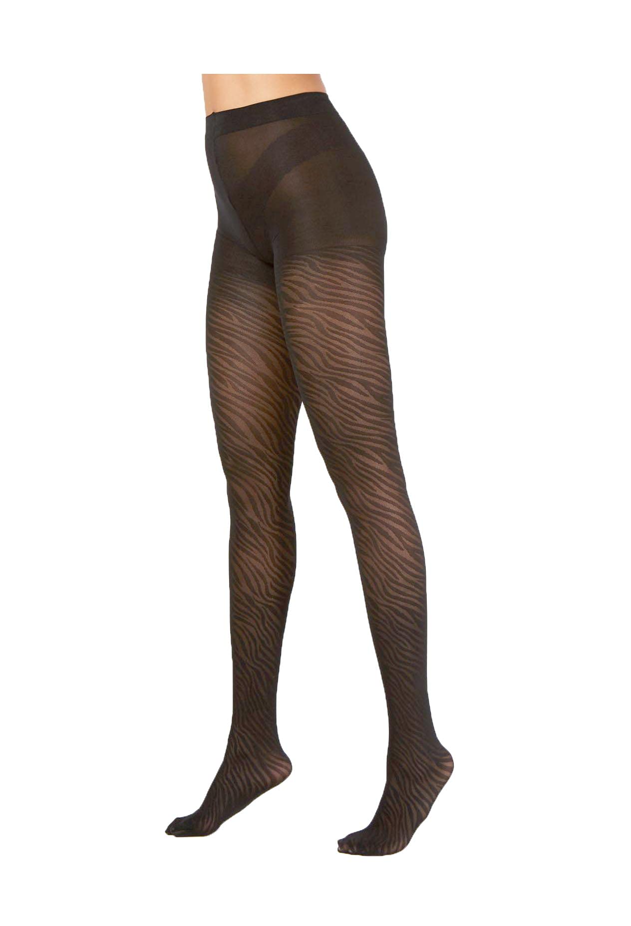 Designer Zebra Tights for Women - Black, S/M (5'2