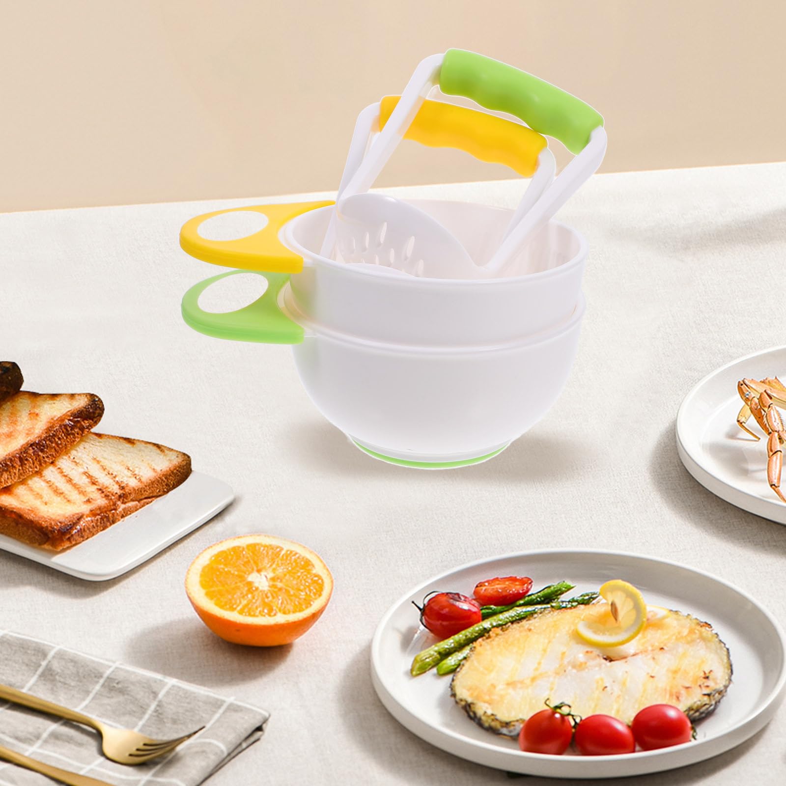 2-Pack Mash and Serve Bowl Set - Portable Food Masher & Mill for Baby Food - Perfect for Homemade Purees, Mashed Potatoes & Smoothies - Ideal for Kitchen, Baby Feeding & Travel