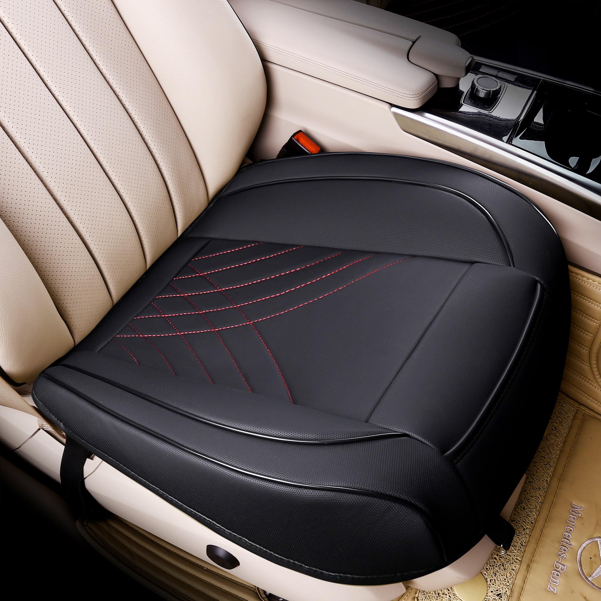 Kingphenix Universal Car Seat Cover - Easy Installation, Fits Most Cars, Vans, Trucks & SUVs - Black & Red Line Design - Perfect for Road Trips, Commuting & Pet Protection