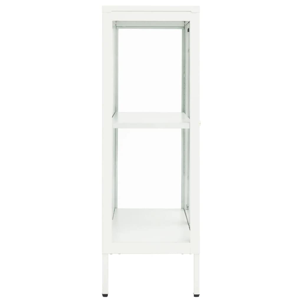 vidaXL Modern White Sideboard - Steel & Glass Storage Cabinet with Adjustable Shelf & Glass Door Compartments | Perfect for Living Room, Dining Room & Home Office Organization