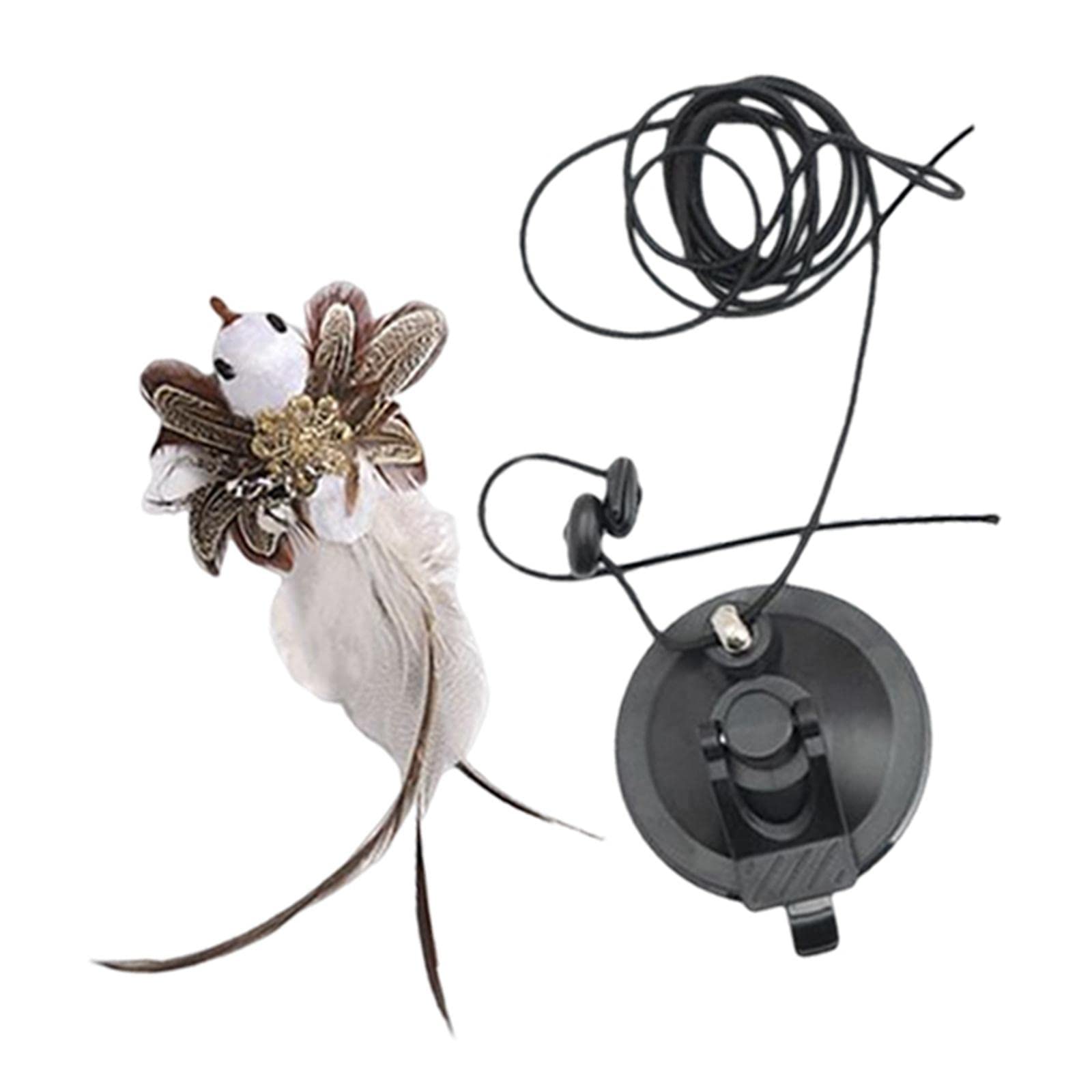 FAKEME Interactive Cat Feather Wand Toy - Powerful Suction Cup Cat Teaser with Bird Attachment for Indoor Kitty Exercise & Training | Perfect for Playtime, Exercise & Bonding with Your Cat