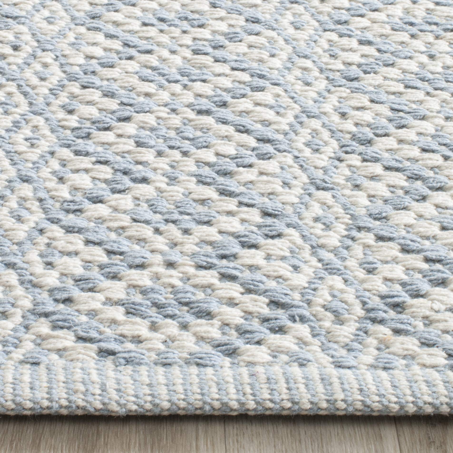 SAFAVIEH Montauk Collection Handmade Cotton Area Rug - 9' x 12' Ivory & Light Blue, Non-Slip Living Room & Bedroom Rug, Durable for High Traffic Areas | Perfect for Coastal Decor, Farmhouse Style & Modern Home Interiors (MTK716B)