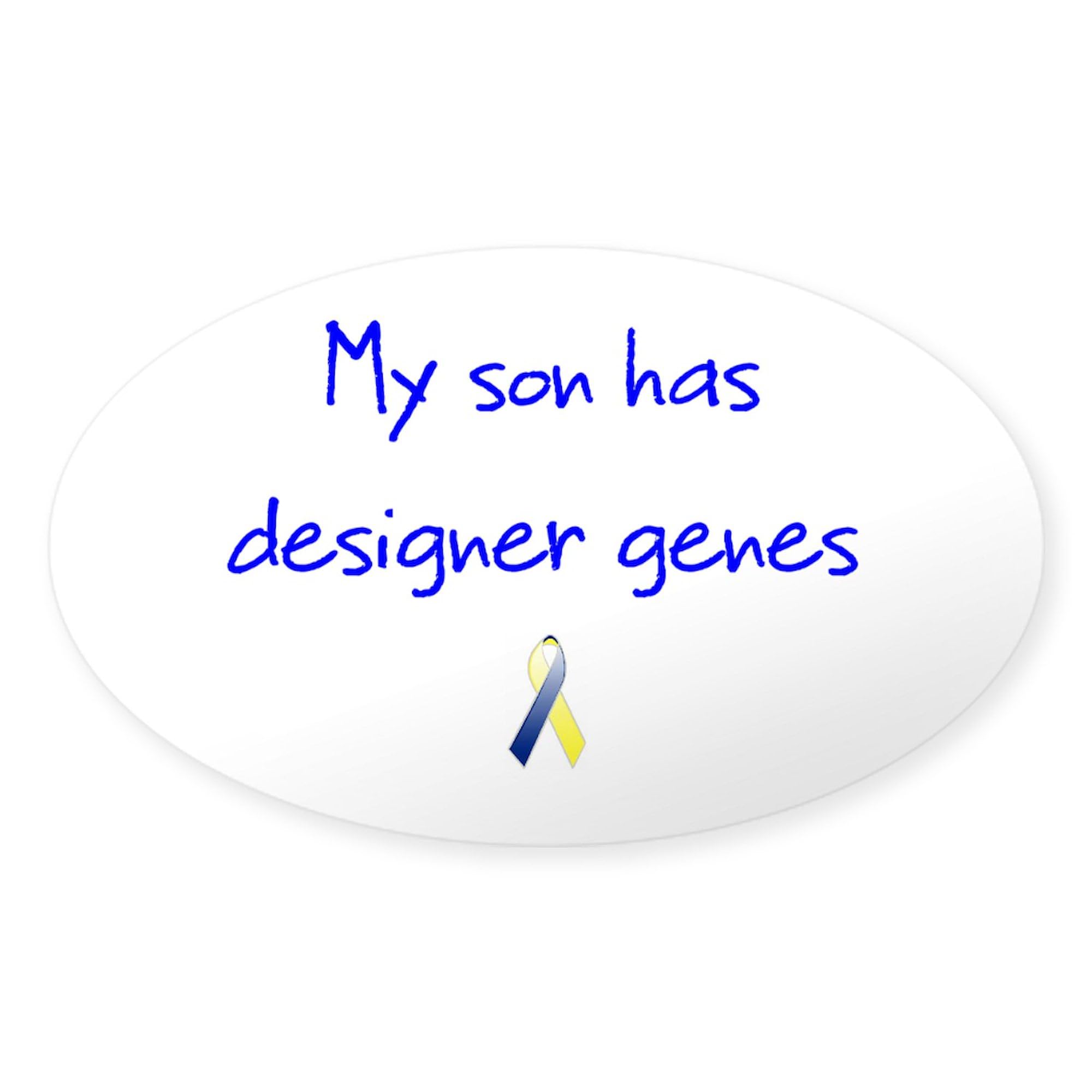 Designer Genes Son Ribbon Oval Sticker - Funny Car Bumper Decal for Vehicles, Laptops & Windows - Perfect for Parents, Family Gifts & Proud Mom/Dad Showcase