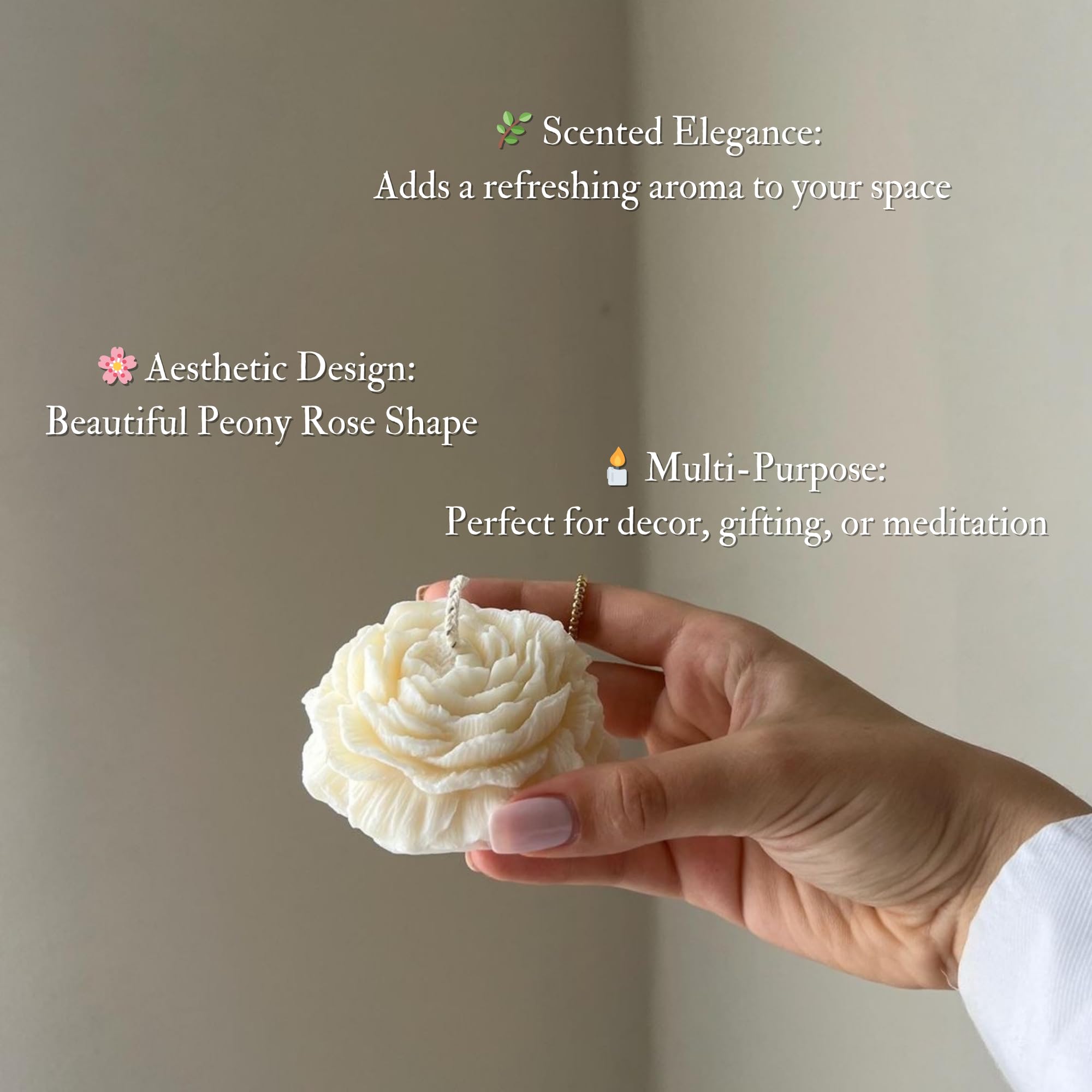 SERAAF 4Pcs Handmade Peony Scented Candles Set - Elegant Floral Home Decor for Living Room, Bedroom & Bathroom | Aesthetic Soy Wax Candles Perfect for Romantic Dinners, Relaxation & Pinterest-Worthy Decor