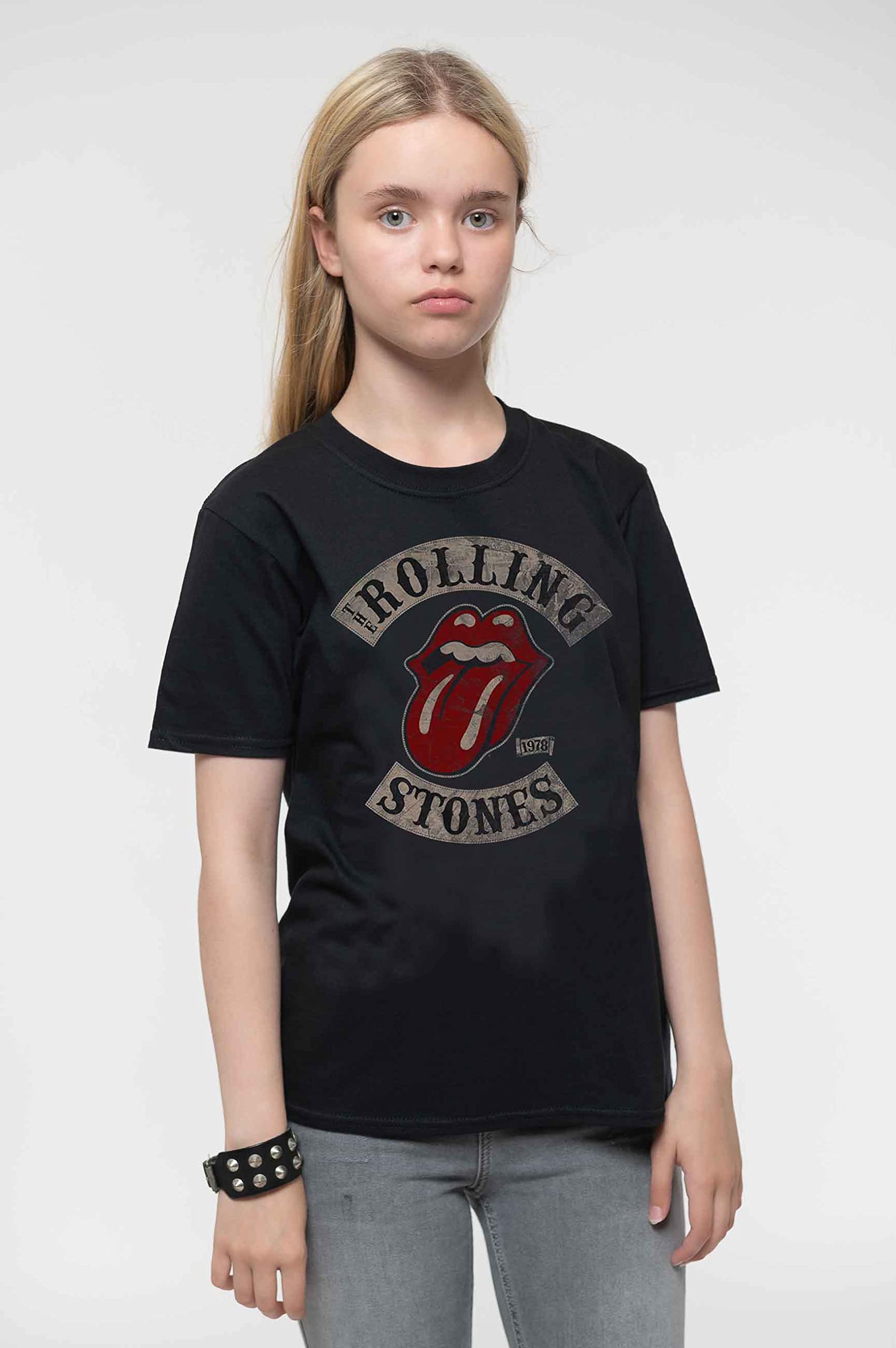 Rolling Stones Tongue Logo 1978 Black Kids T-Shirt for Boys & Girls (Ages 5-6) - Vintage Band Tee for Concerts, School & Casual Wear